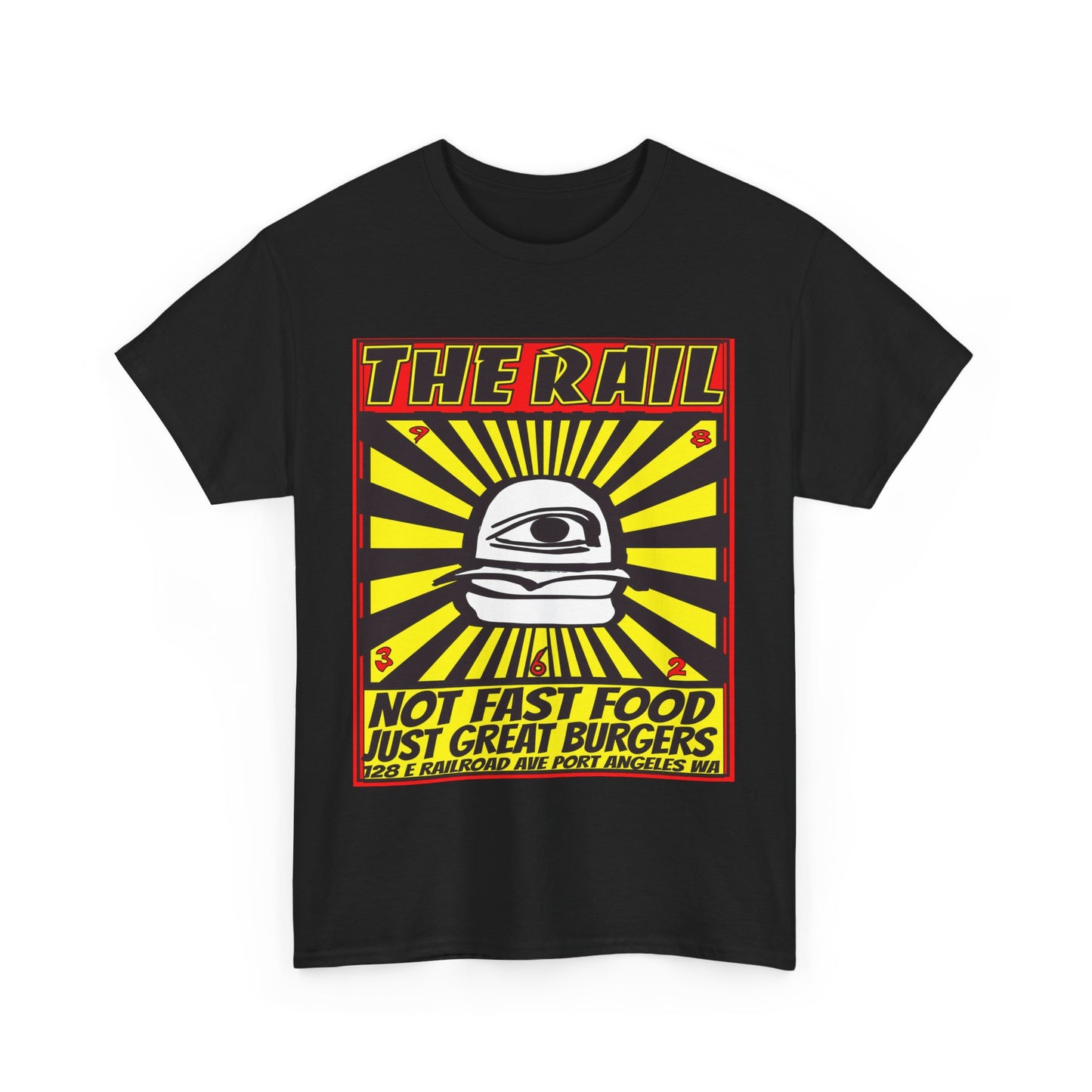 Retro Burger Tee - The Rail Not Fast Food Just Great Burgers