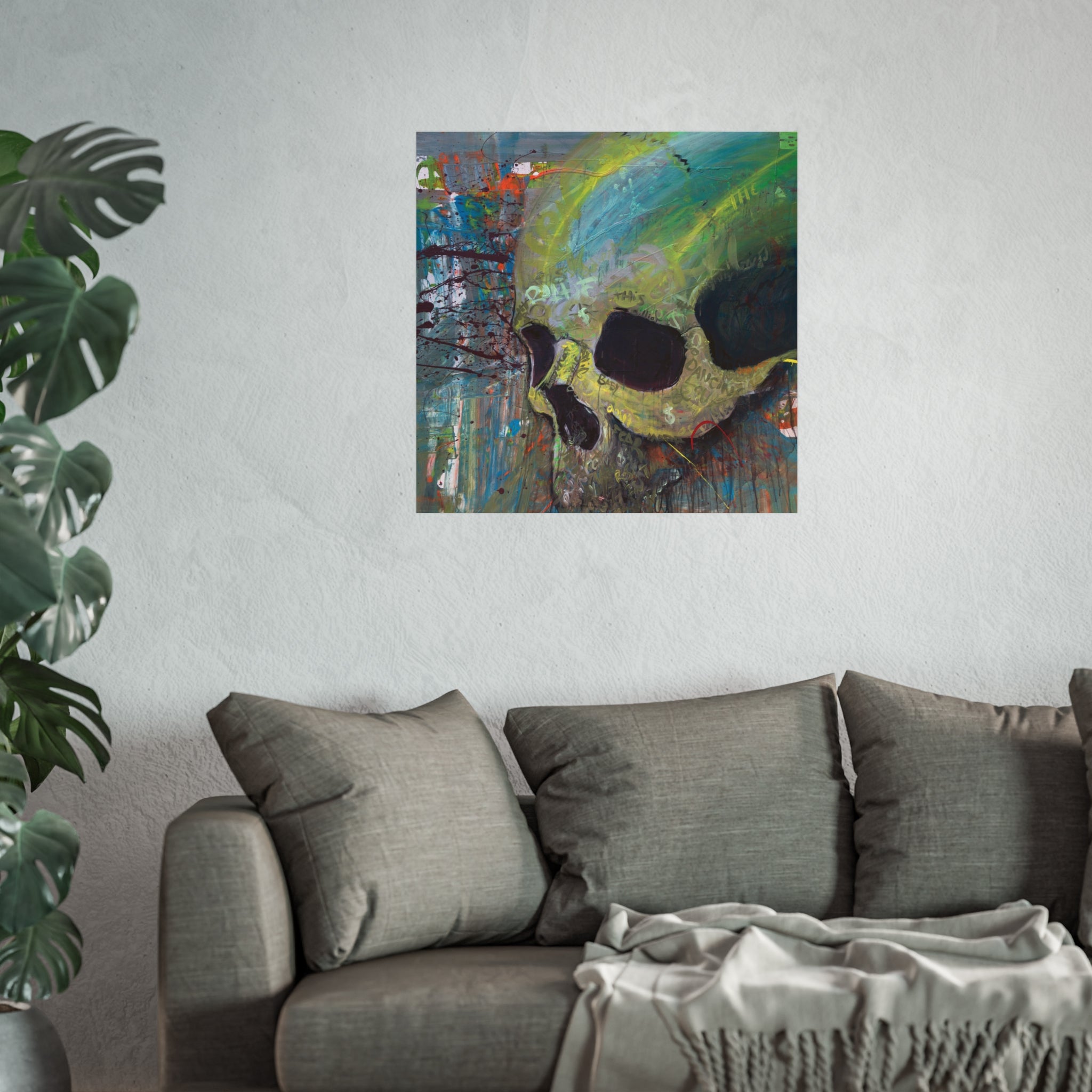 Skull Abstract Fine Art Poster — Colorful Graffiti Skull Wall Art