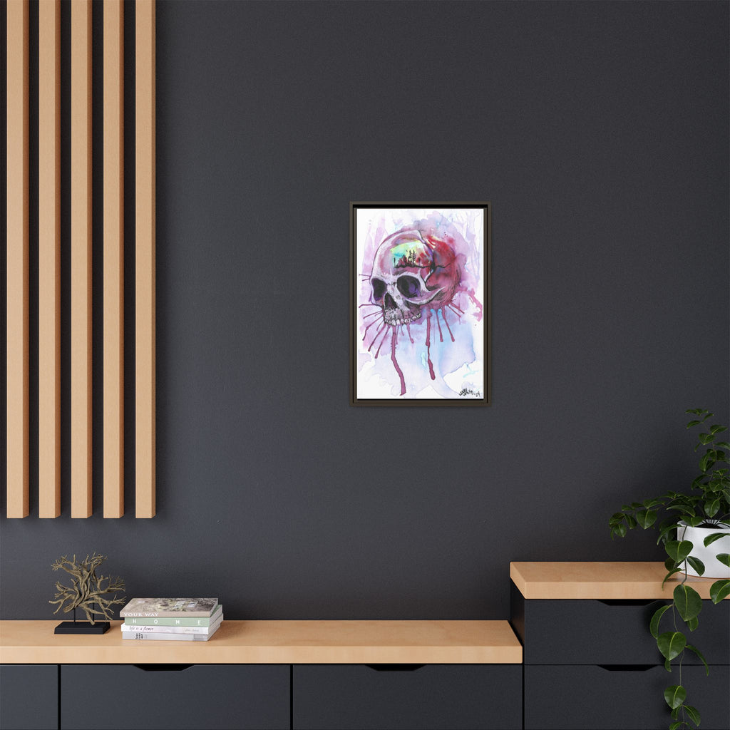 Sweet Home Watercolor Skull Canvas Print — Matte Framed Wall Art