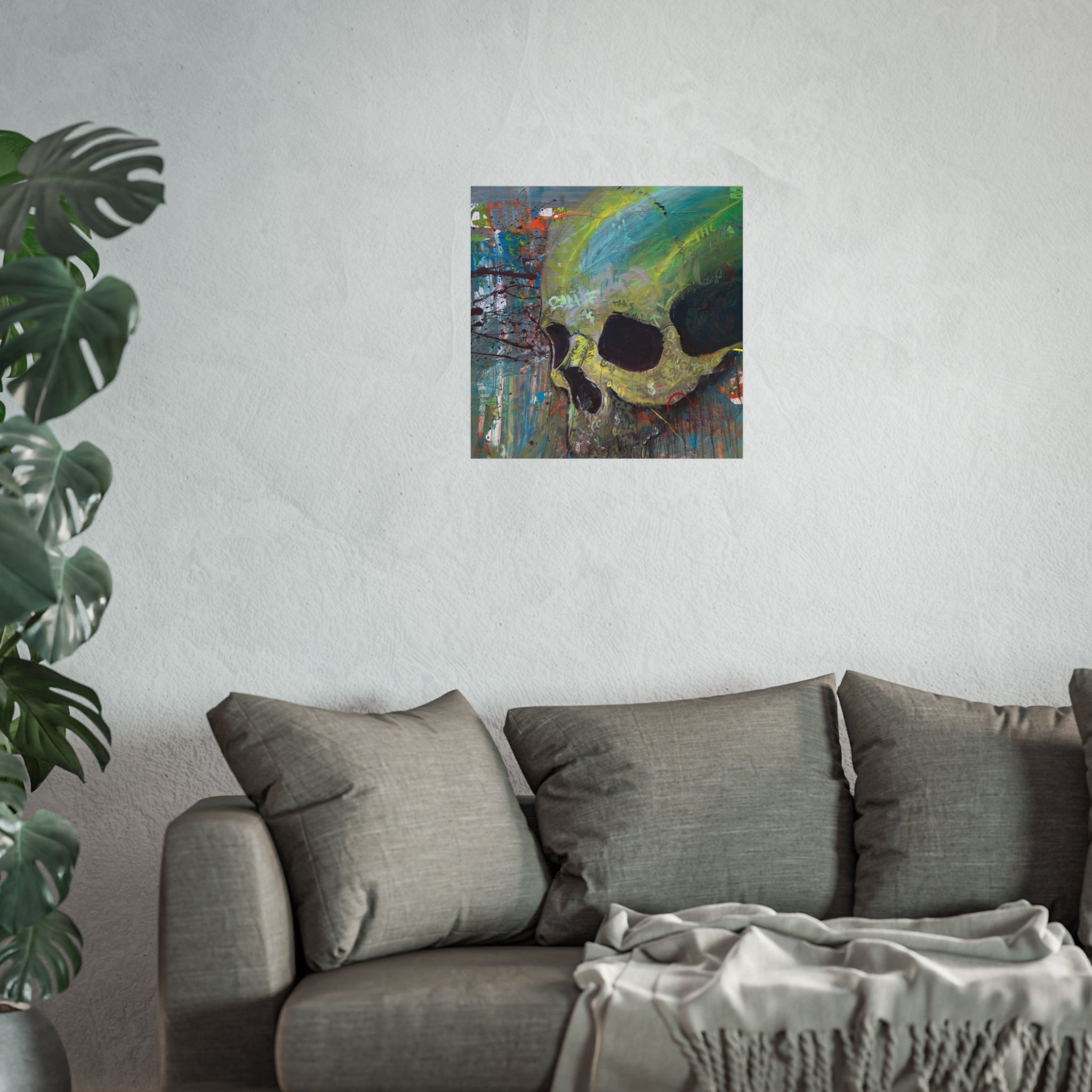 Skull Abstract Fine Art Poster — Colorful Graffiti Skull Wall Art