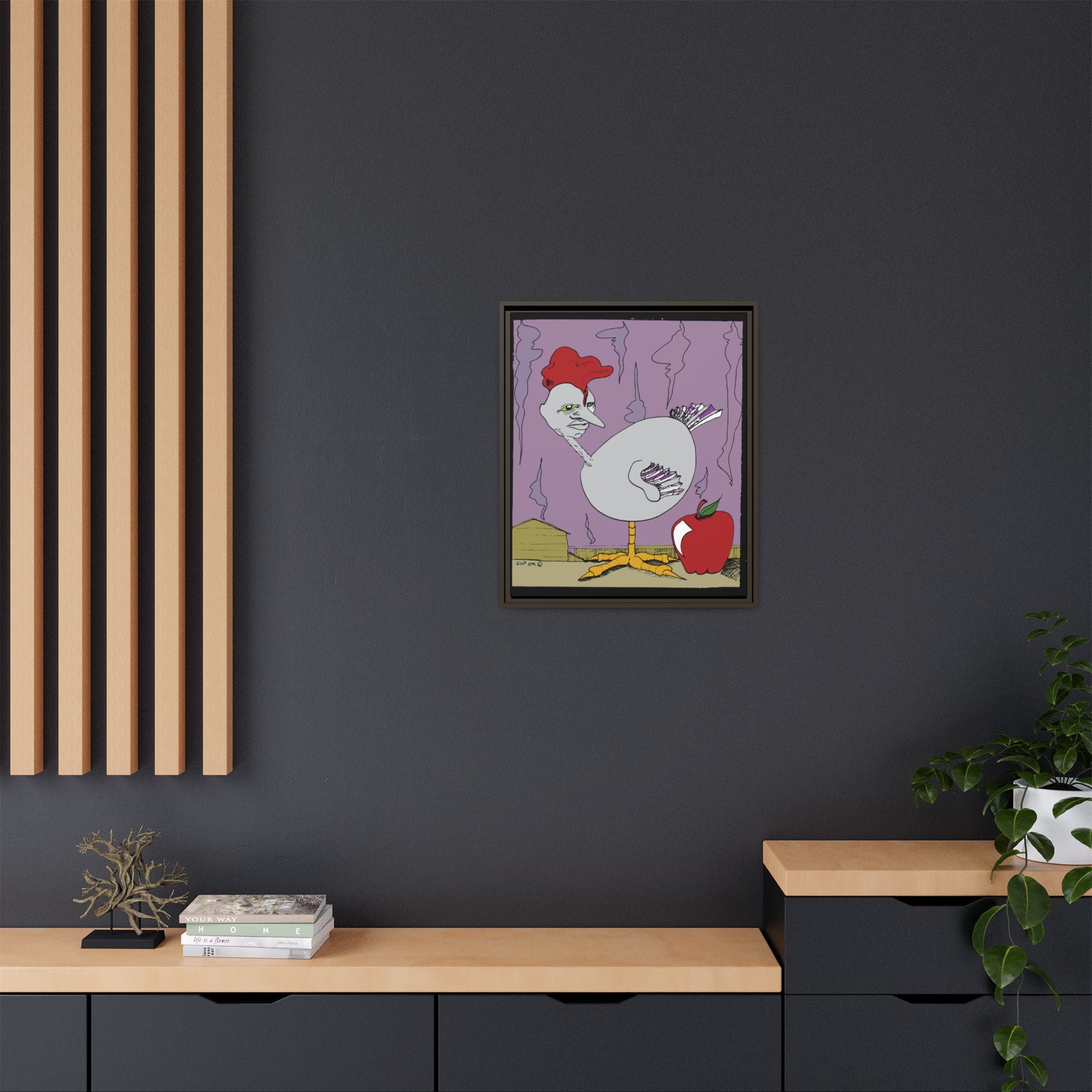 "Ass apple" Framed Canvas Art by Larry White