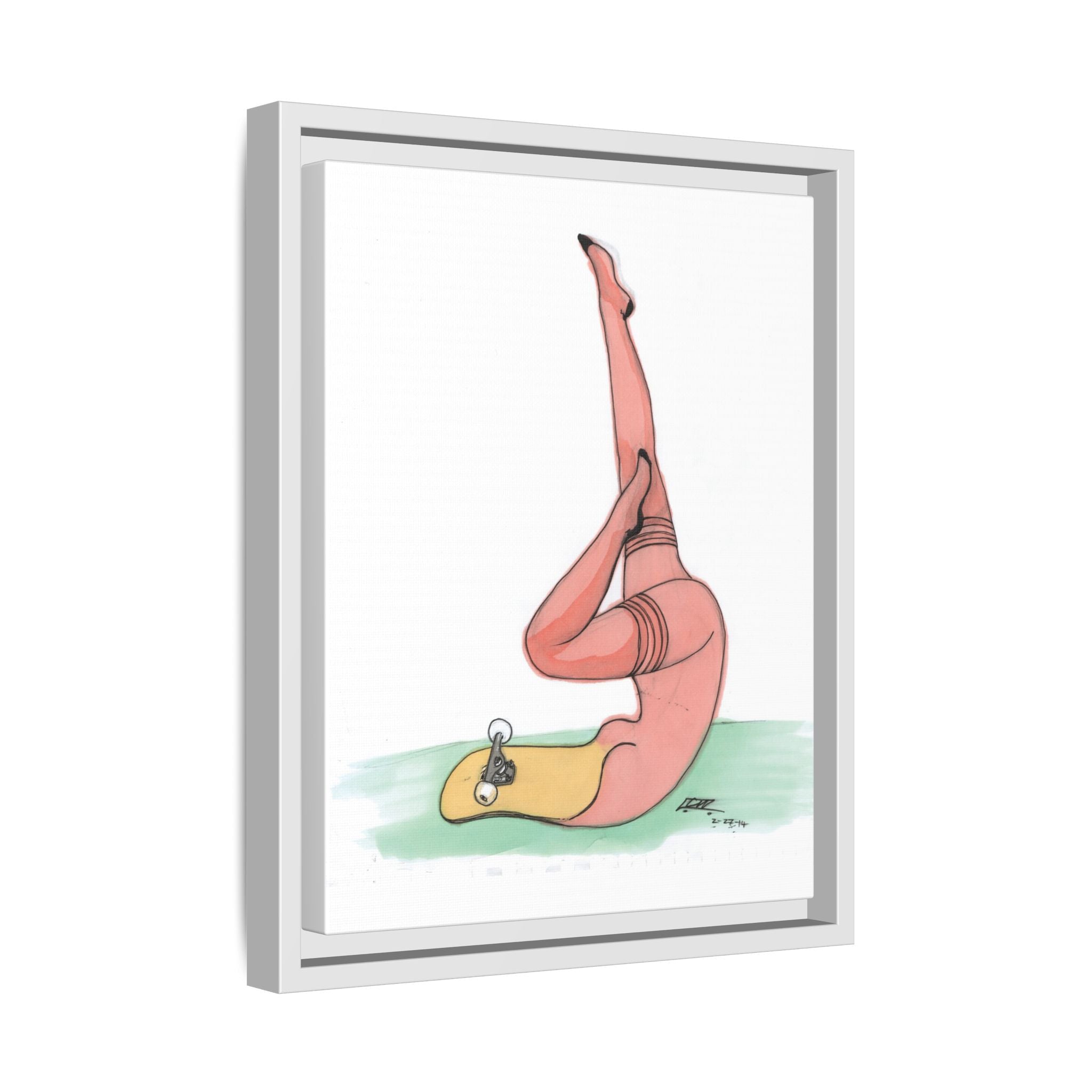 Skateboard Pin-Up Matte Canvas Print — By Larry White