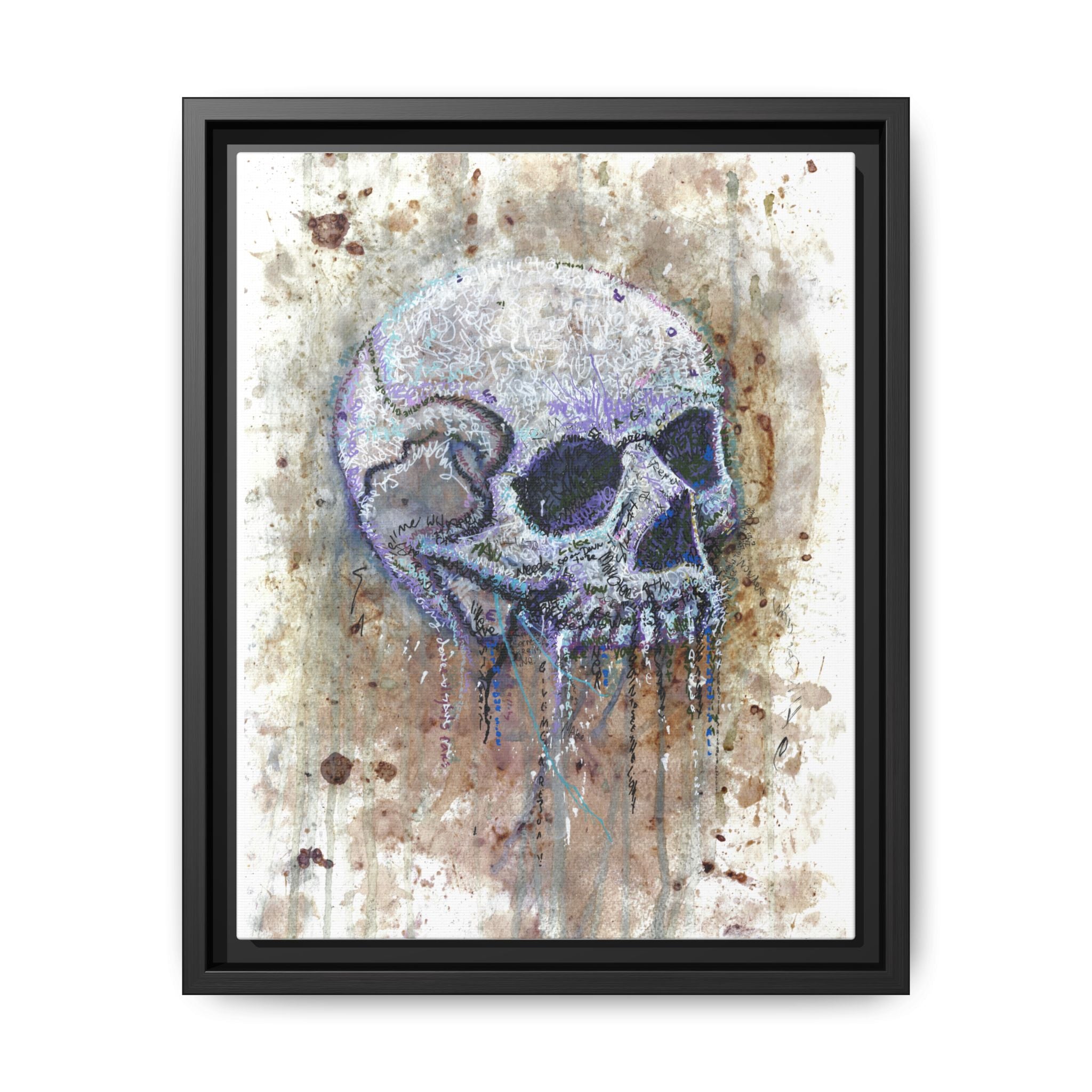"Albums" Skull Art by Larry White  Framed Matte Canvas —