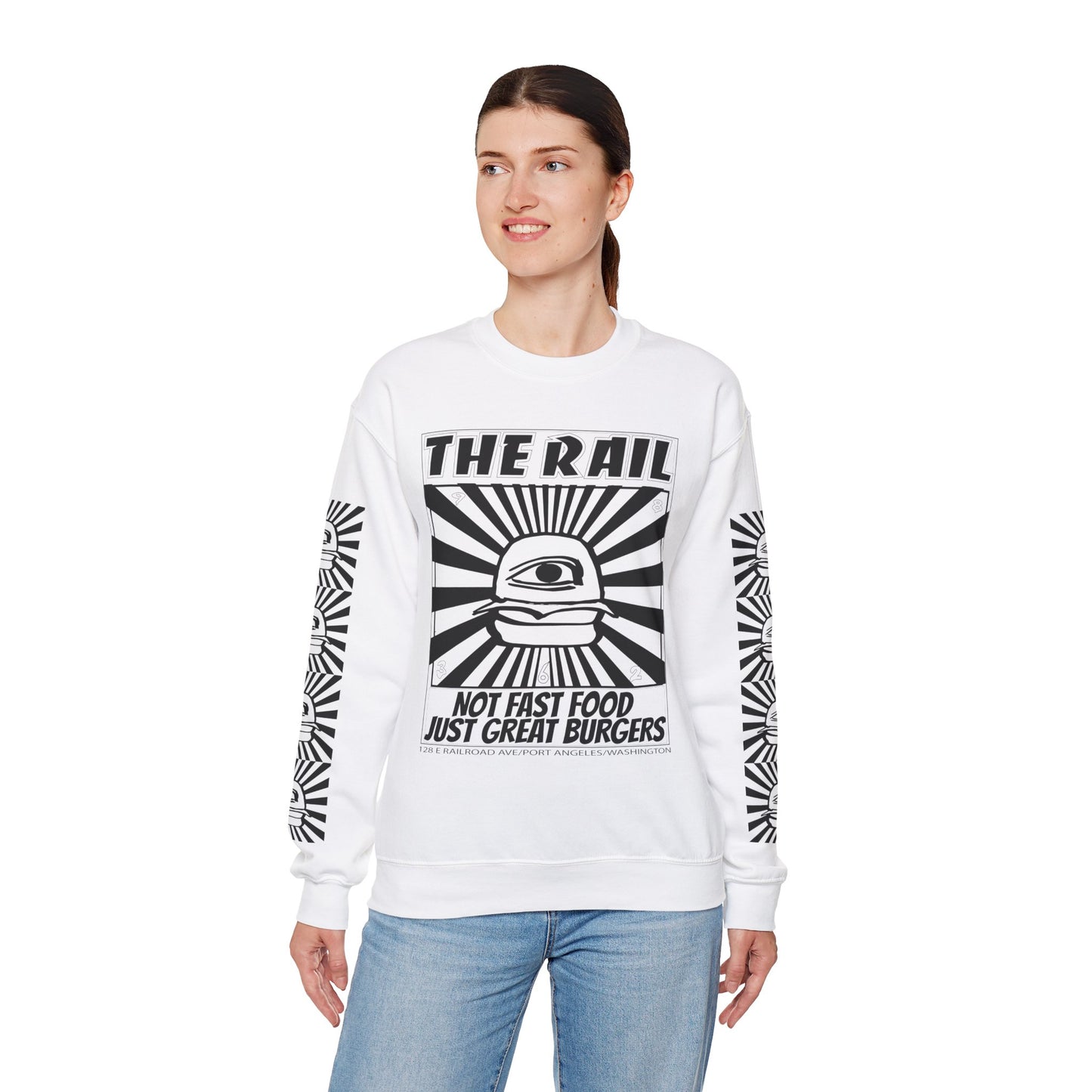 Crewneck Sweatshirt - The Rail All Seeing Eye Burger Design