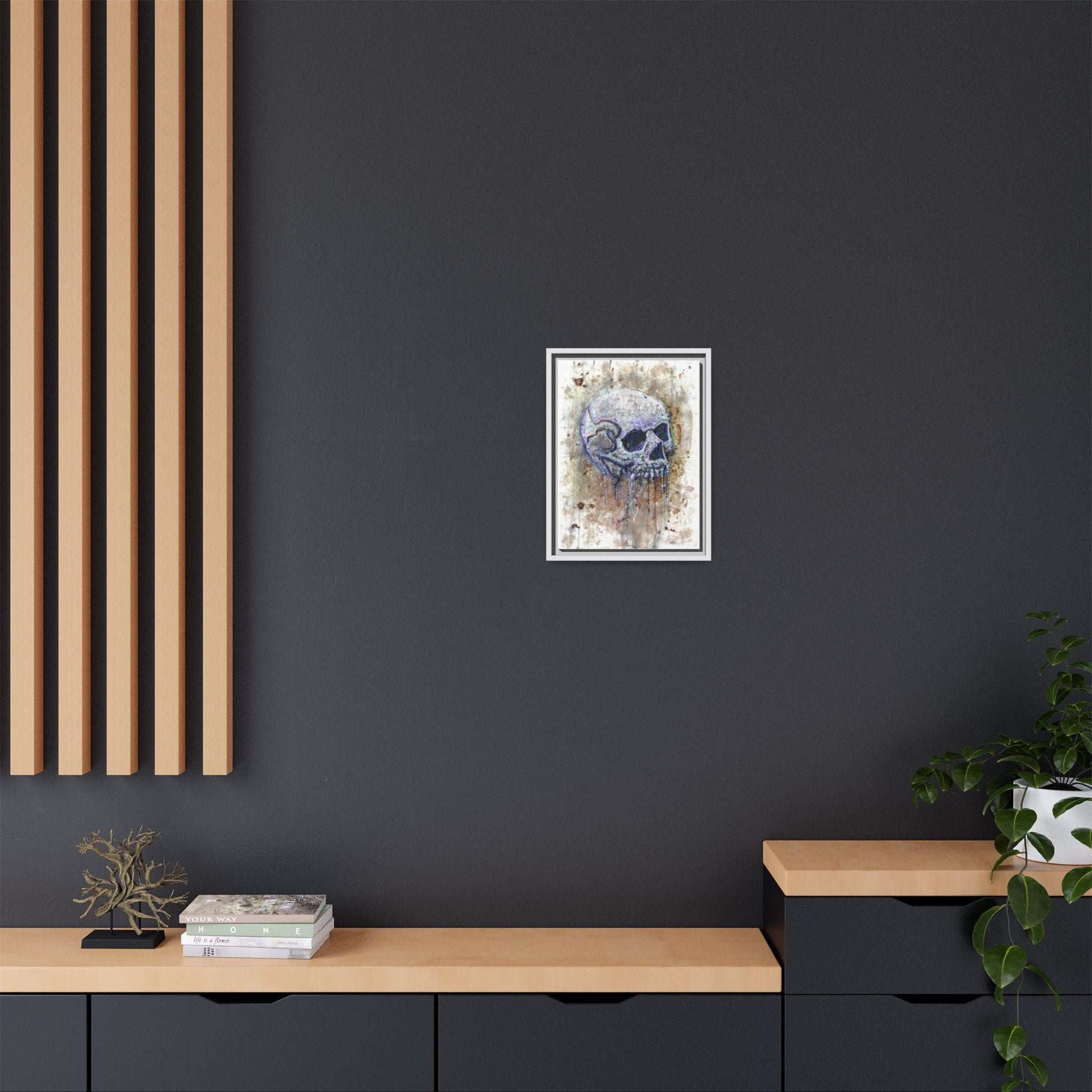 "Albums" Skull Art by Larry White  Framed Matte Canvas —
