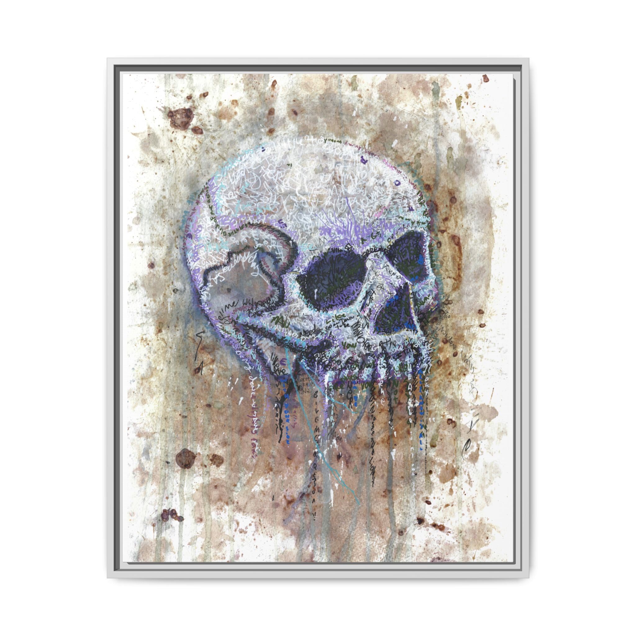 "Albums" Skull Art by Larry White  Framed Matte Canvas —