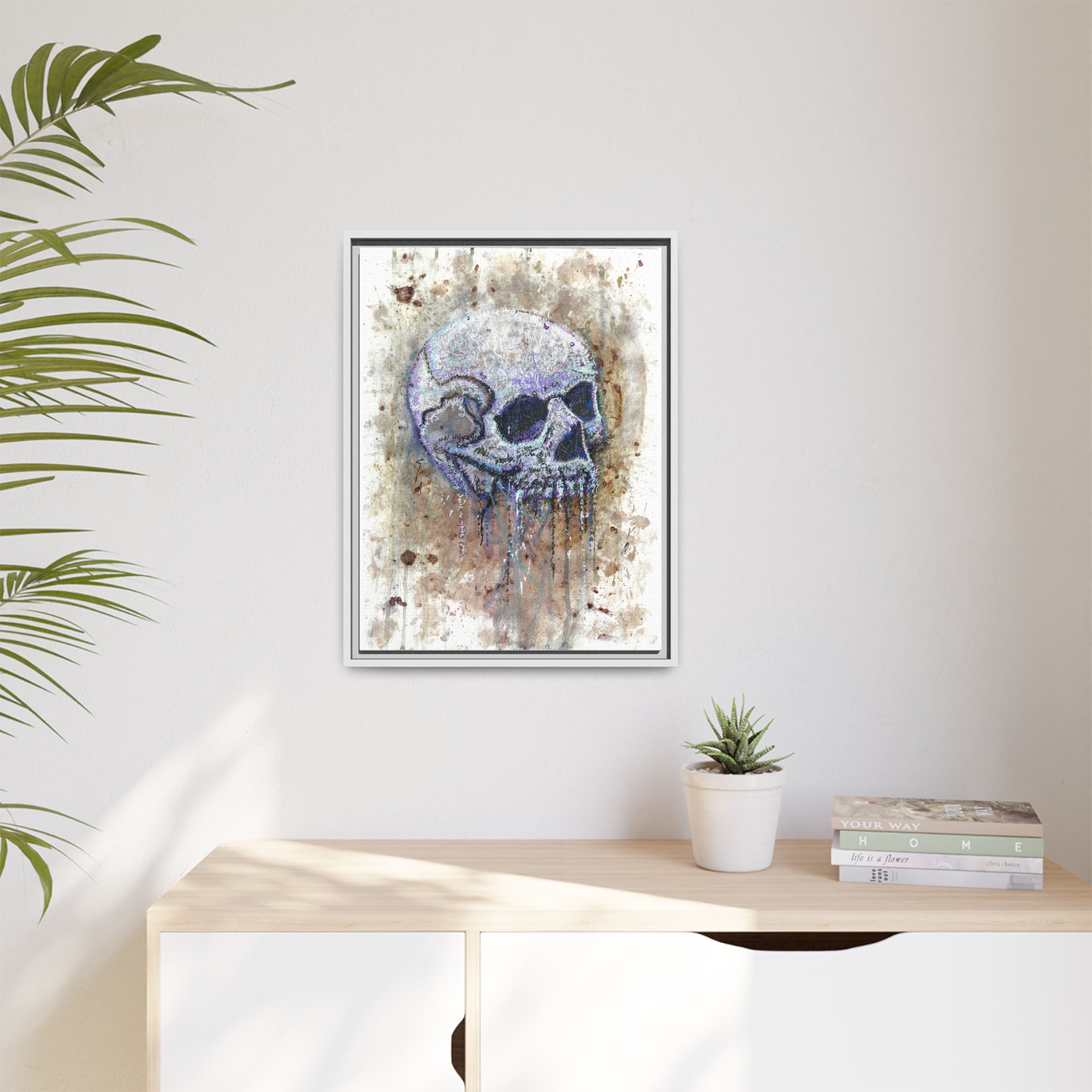 "Albums" Skull Art by Larry White  Framed Matte Canvas —