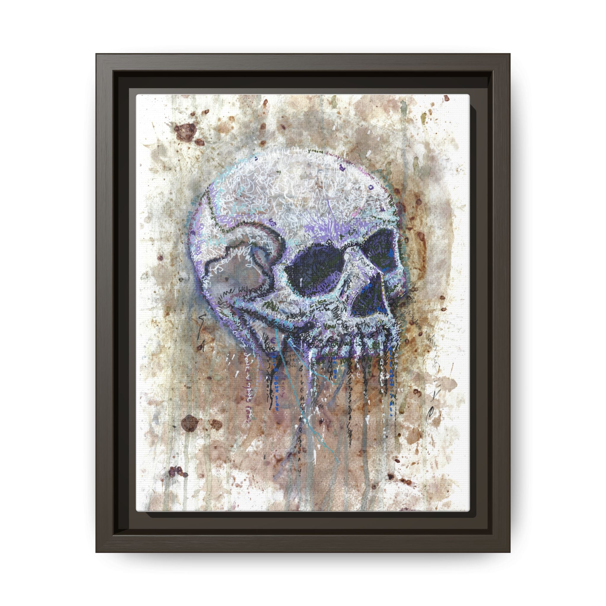 "Albums" Skull Art by Larry White  Framed Matte Canvas —