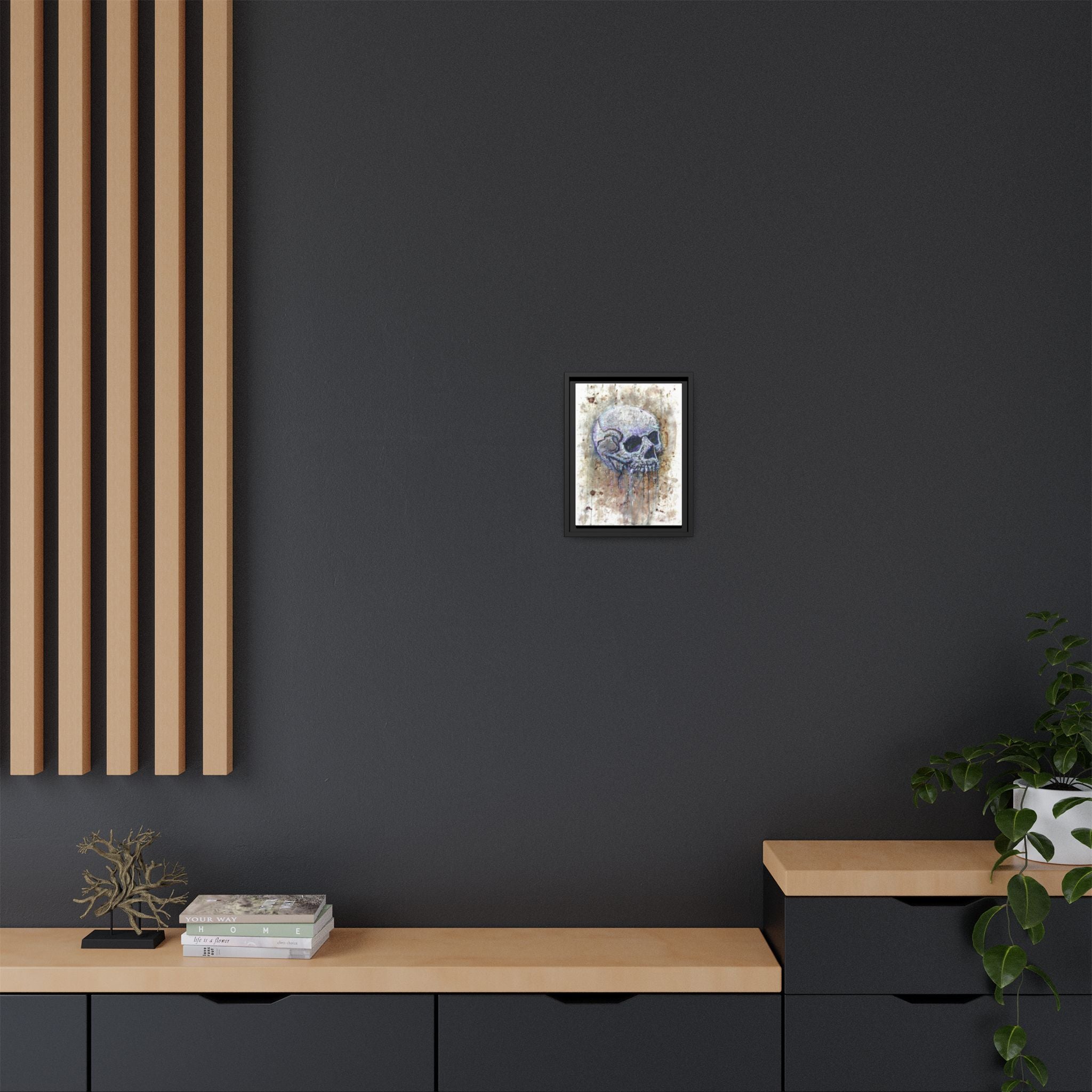 "Albums" Skull Art by Larry White  Framed Matte Canvas —