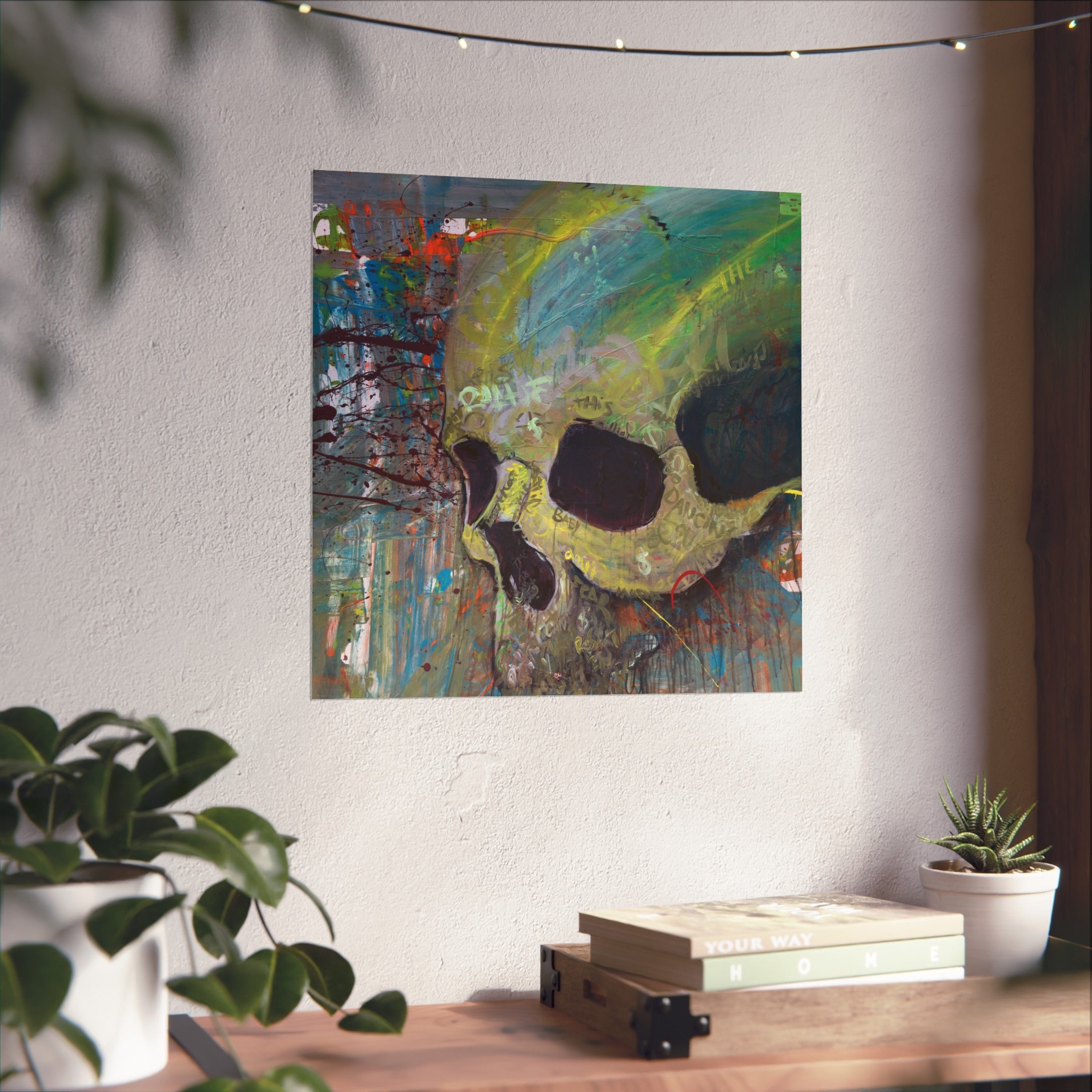 Skull Abstract Fine Art Poster — Colorful Graffiti Skull Wall Art