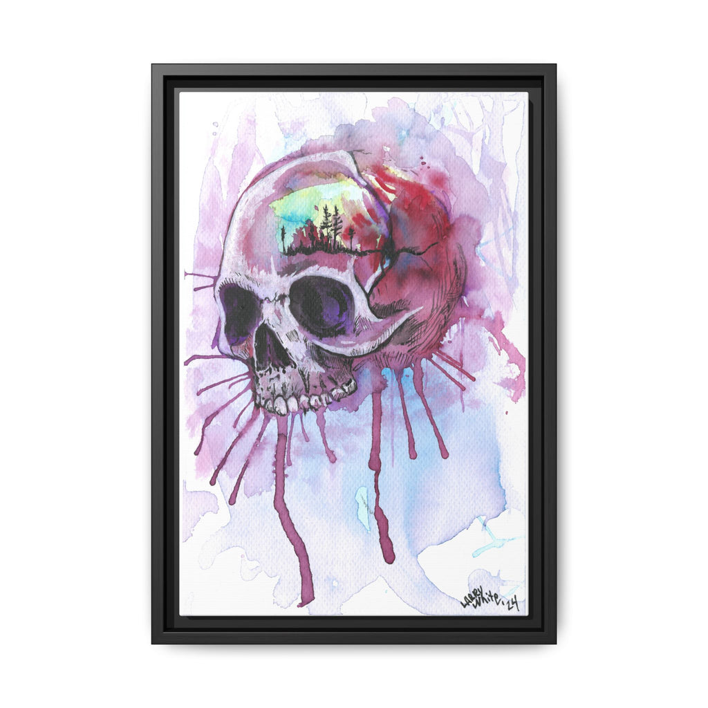 Sweet Home Watercolor Skull Canvas Print — Matte Framed Wall Art