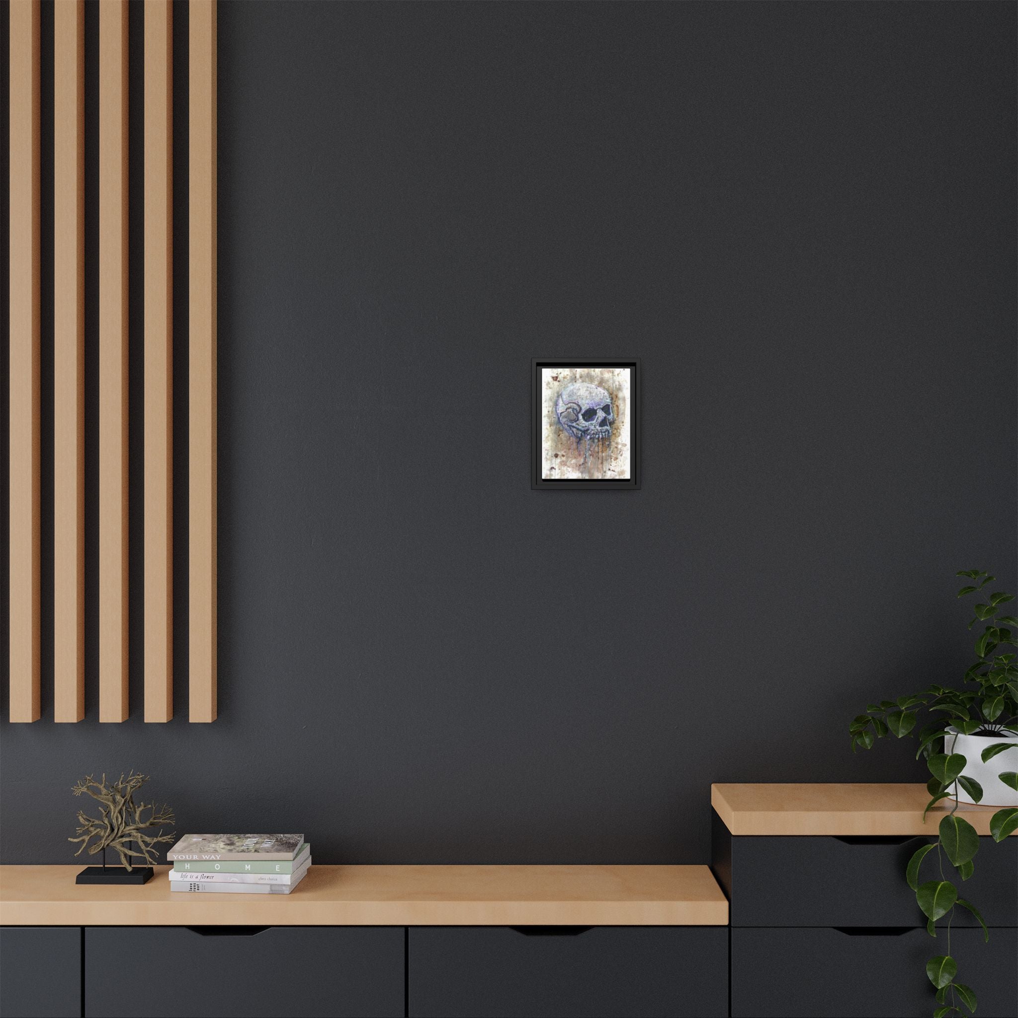 "Albums" Skull Art by Larry White  Framed Matte Canvas —
