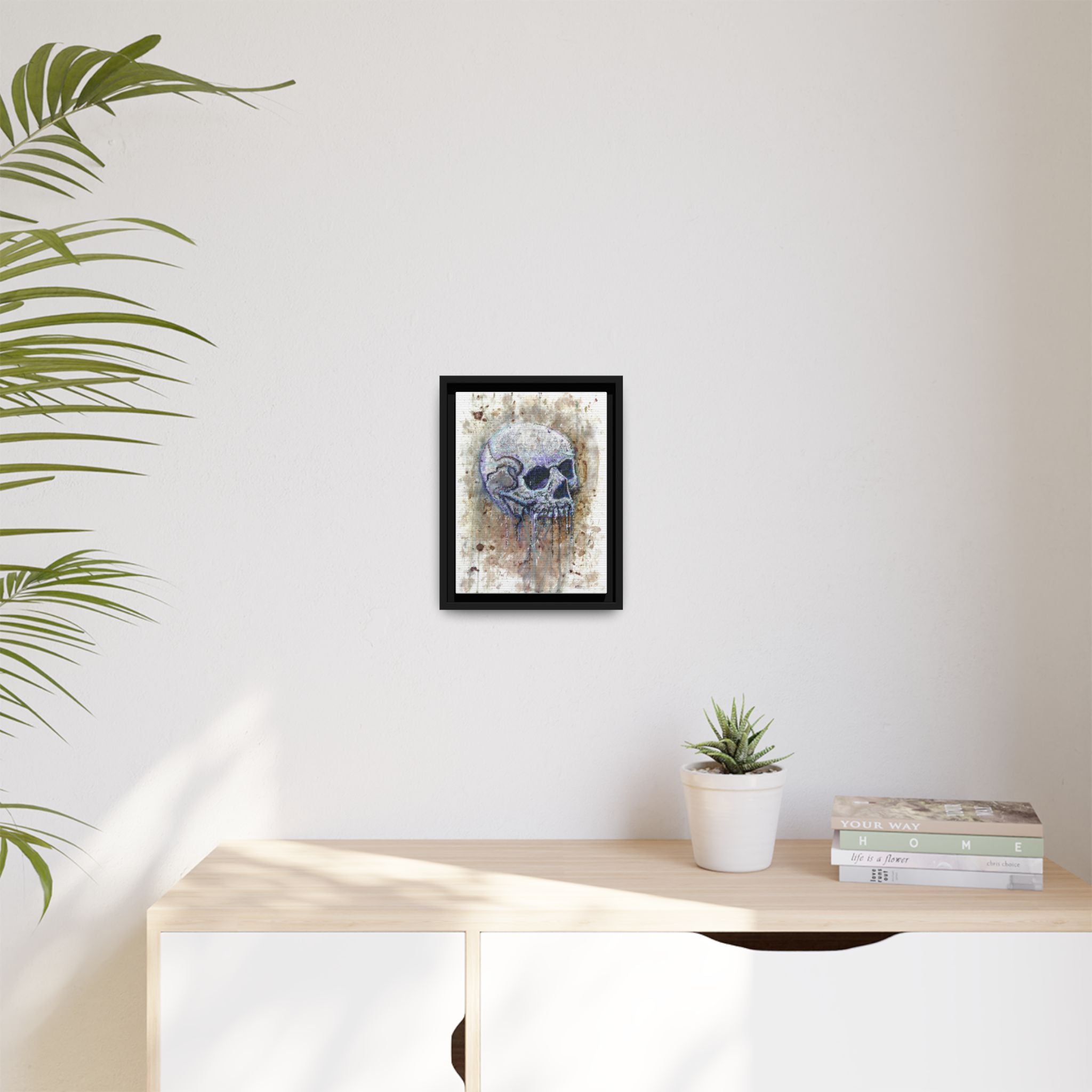 "Albums" Skull Art by Larry White  Framed Matte Canvas —