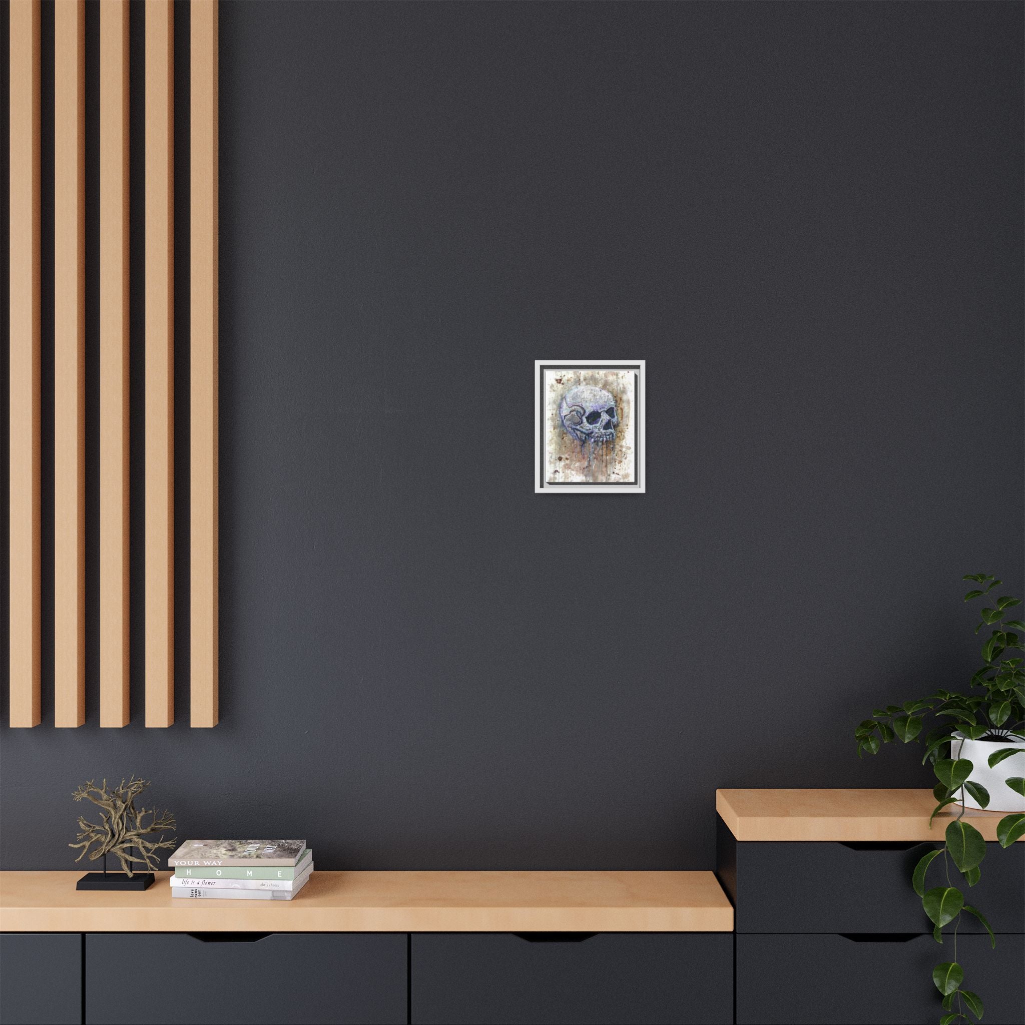 "Albums" Skull Art by Larry White  Framed Matte Canvas —