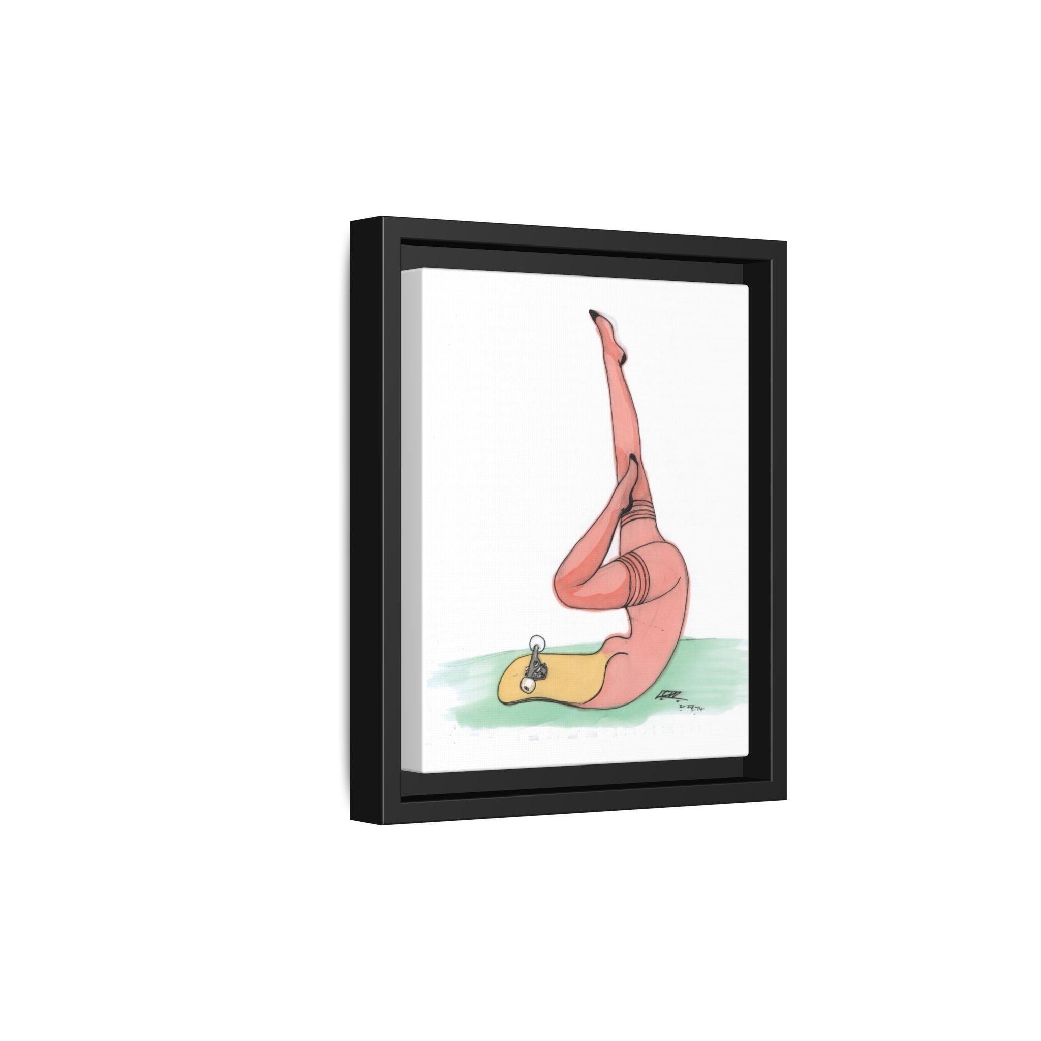 Skateboard Pin-Up Matte Canvas Print — By Larry White