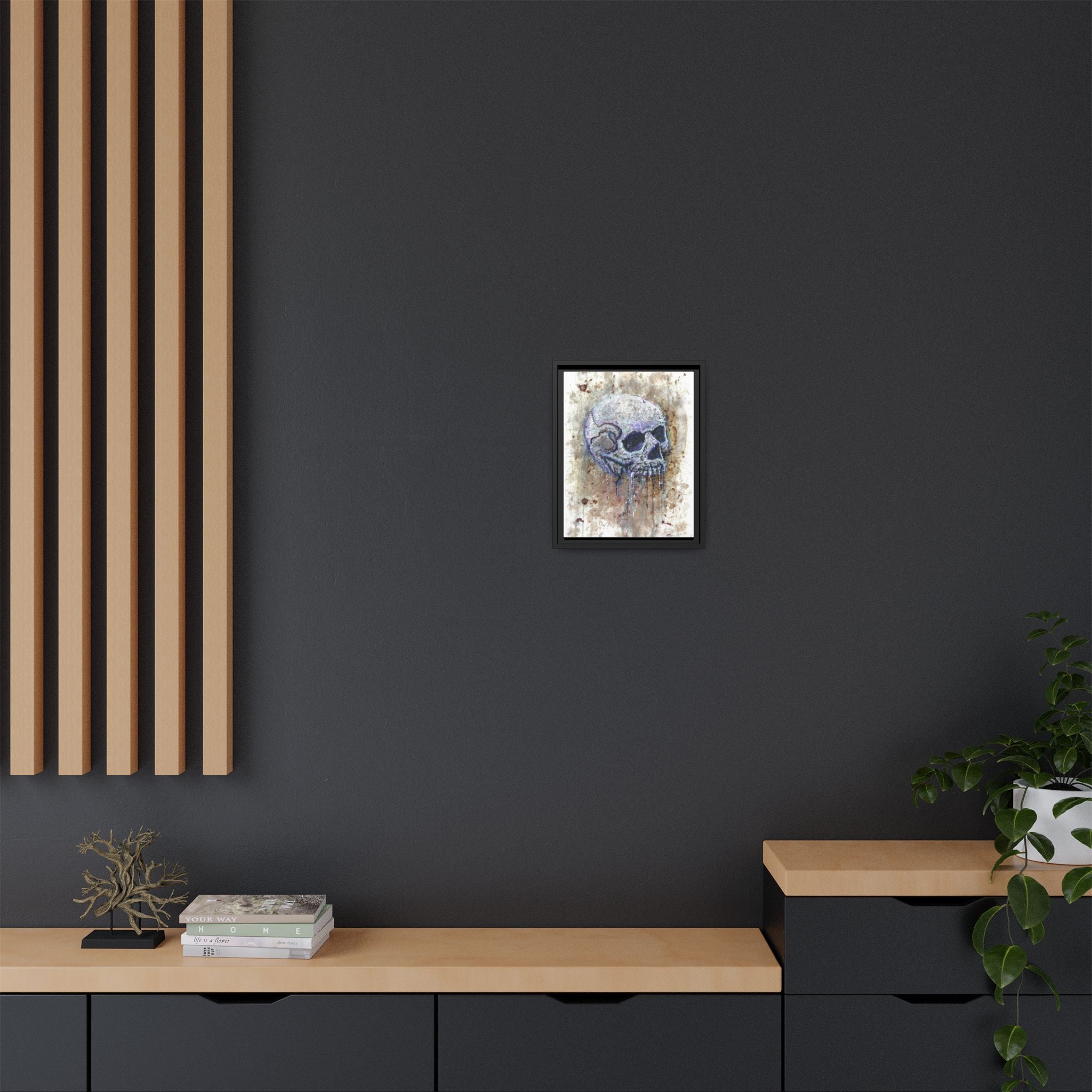 "Albums" Skull Art by Larry White  Framed Matte Canvas —