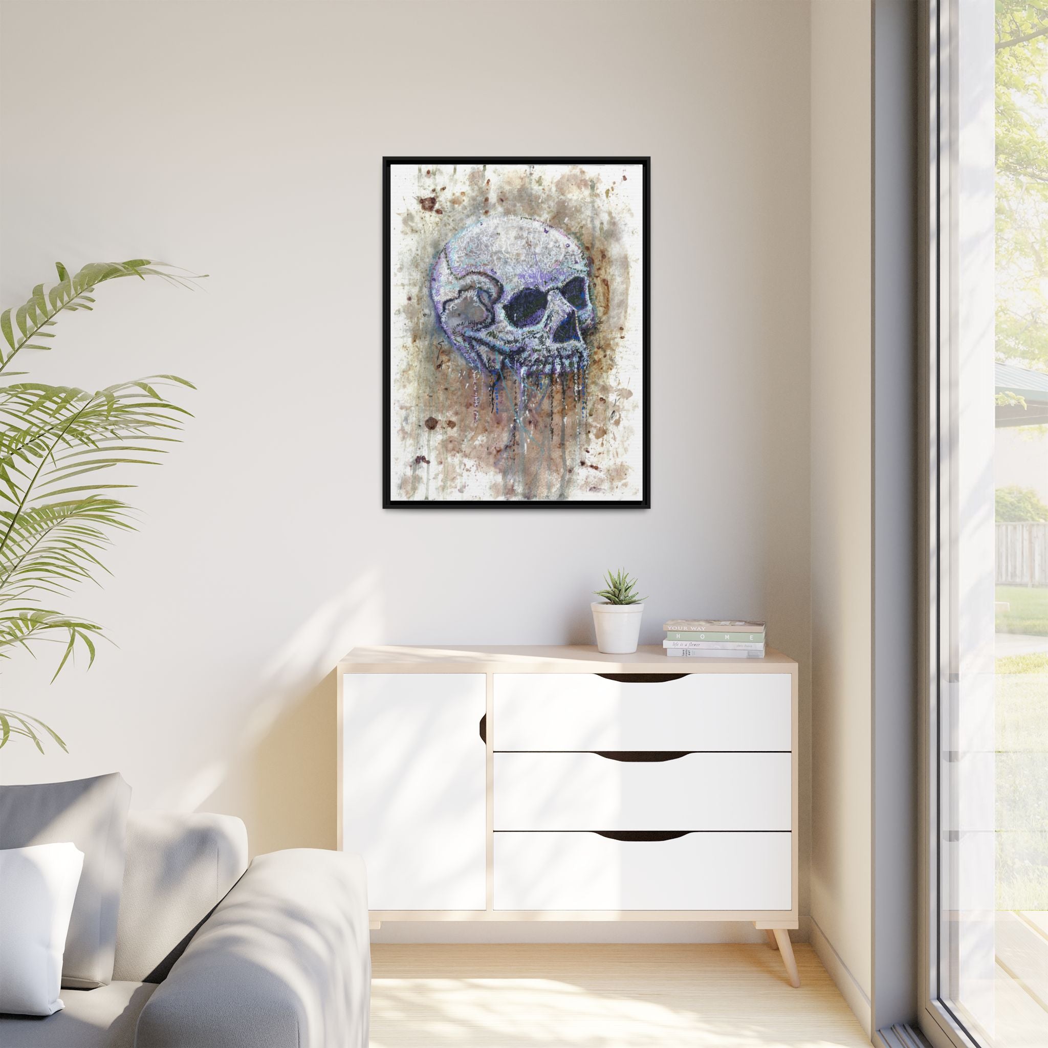 "Albums" Skull Art by Larry White  Framed Matte Canvas —