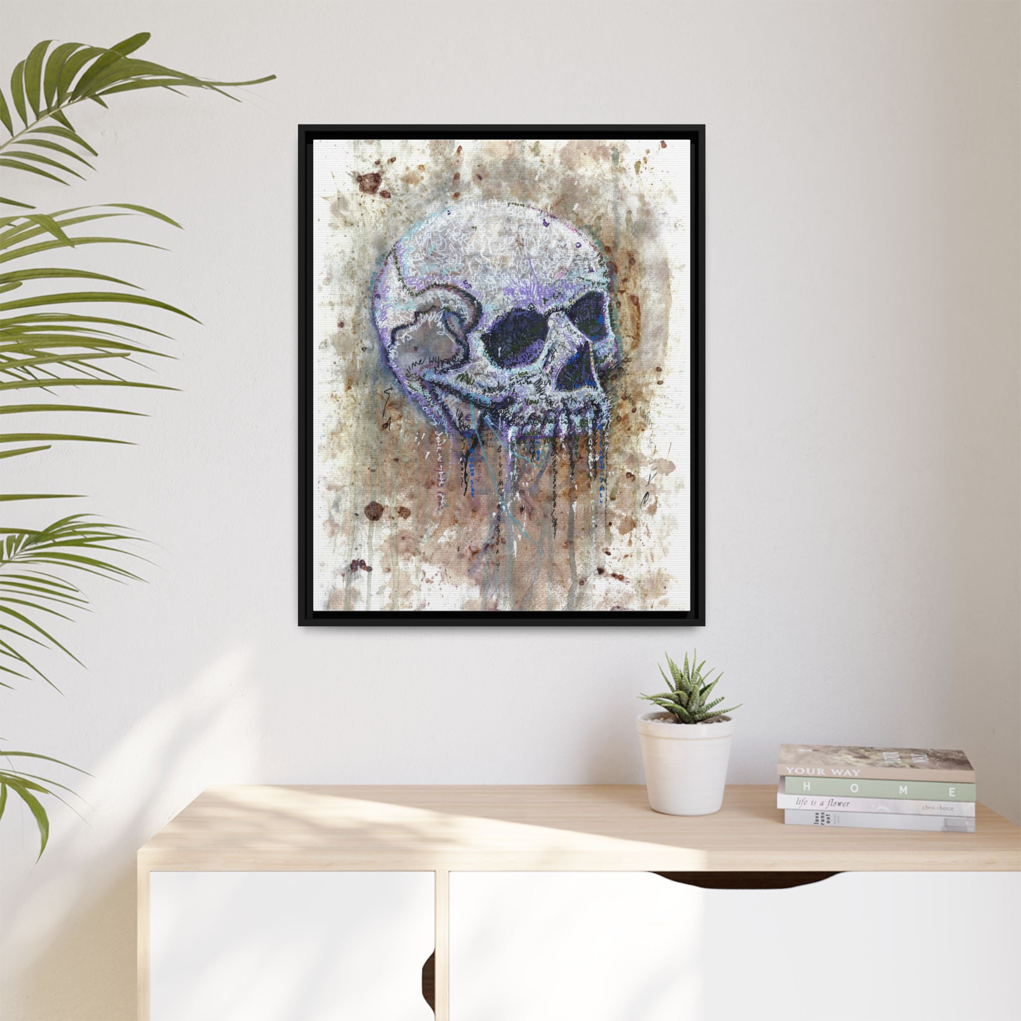 "Albums" Skull Art by Larry White  Framed Matte Canvas —