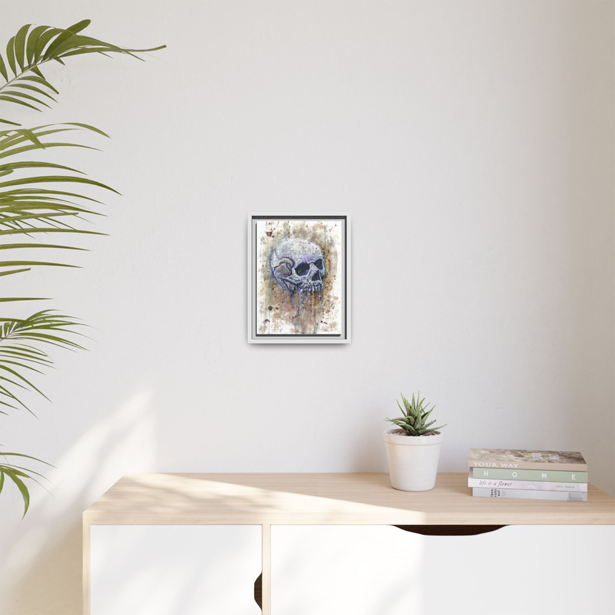 "Albums" Skull Art by Larry White  Framed Matte Canvas —