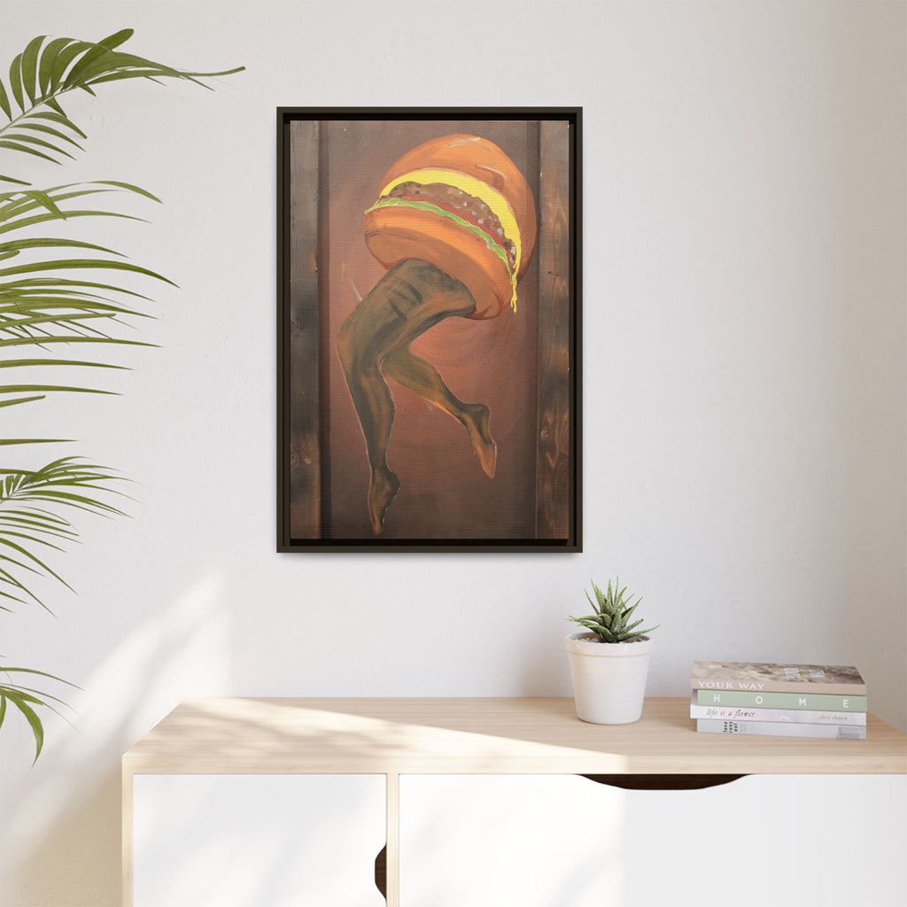 Burger legs Framed Canvas Art —By Larry White