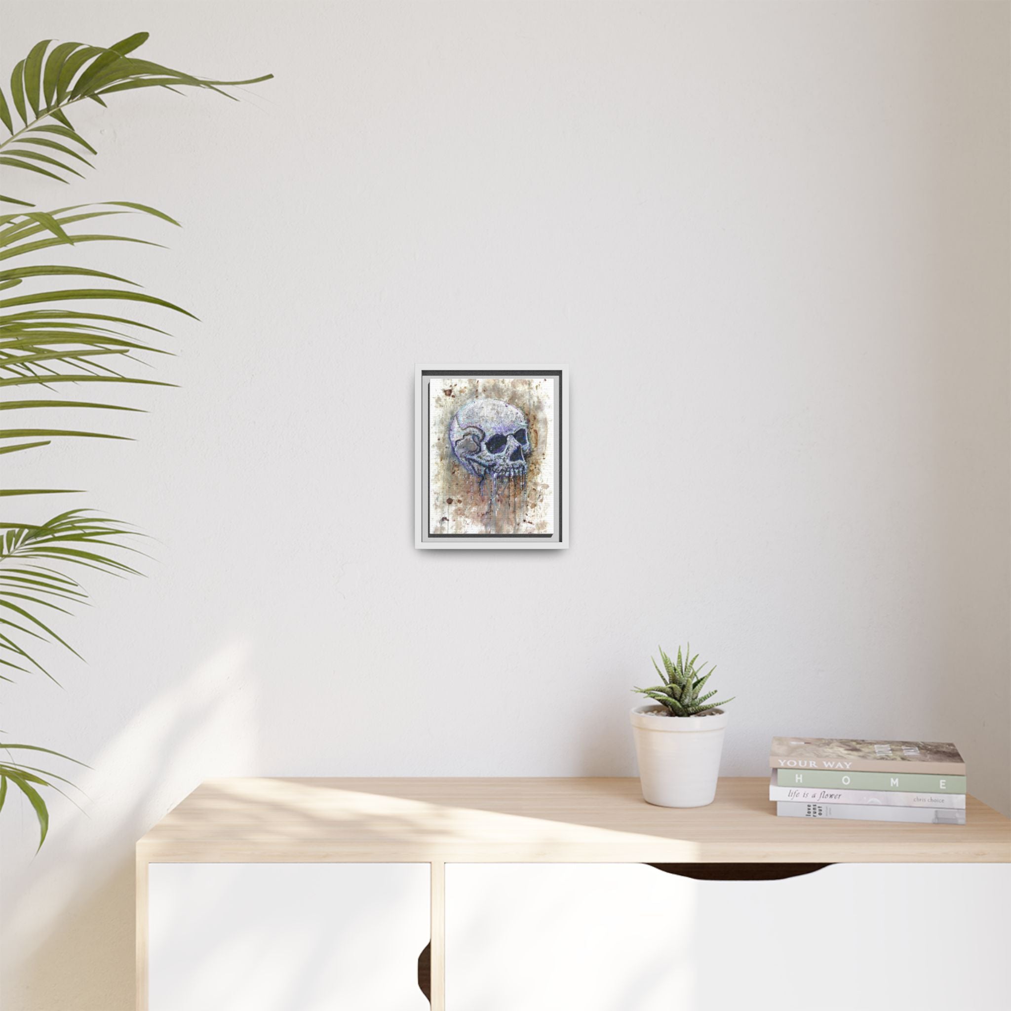 "Albums" Skull Art by Larry White  Framed Matte Canvas —
