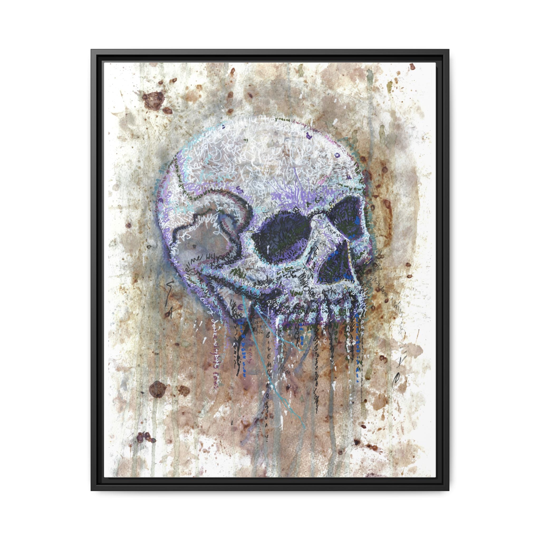 "Albums" Skull Art by Larry White  Framed Matte Canvas —