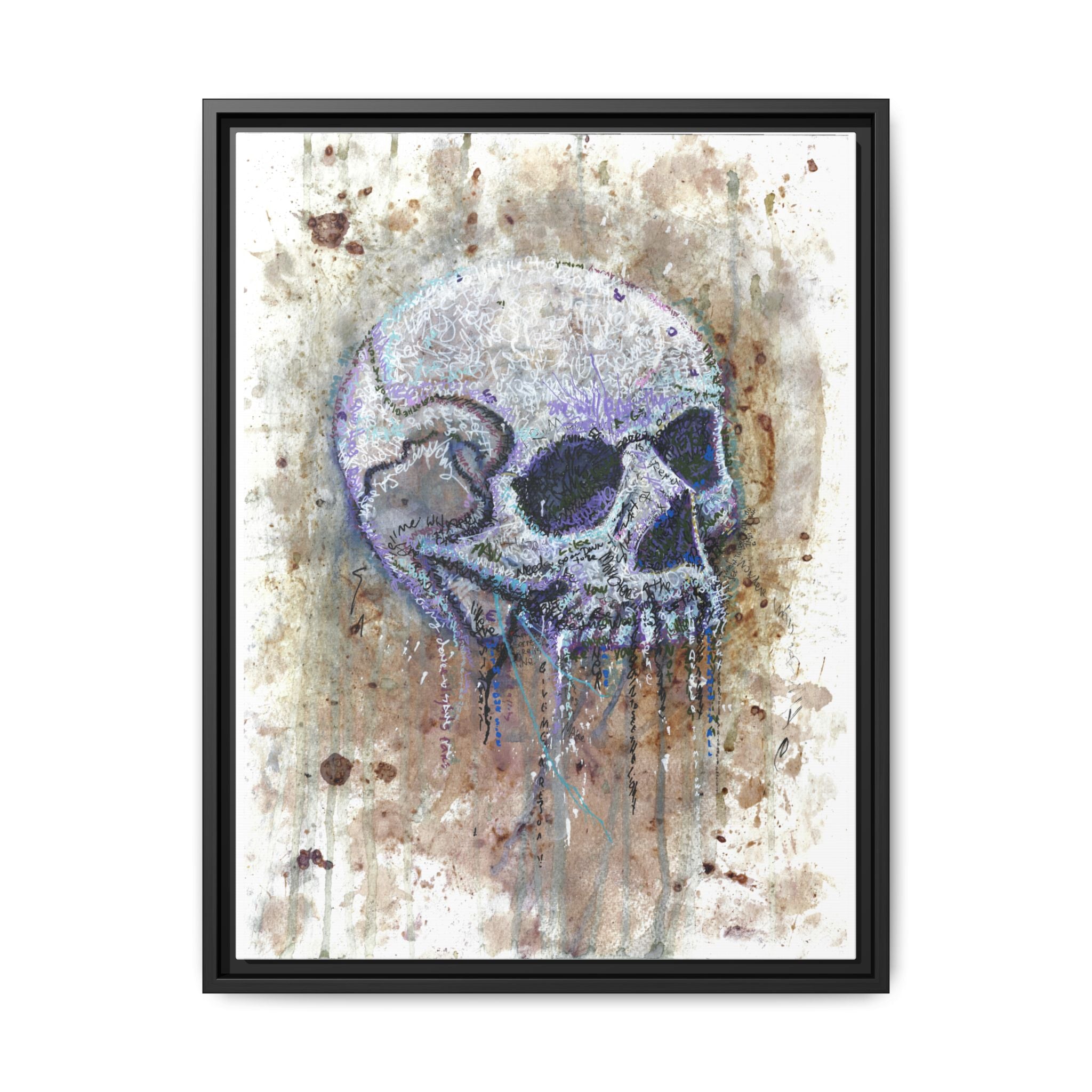 "Albums" Skull Art by Larry White  Framed Matte Canvas —