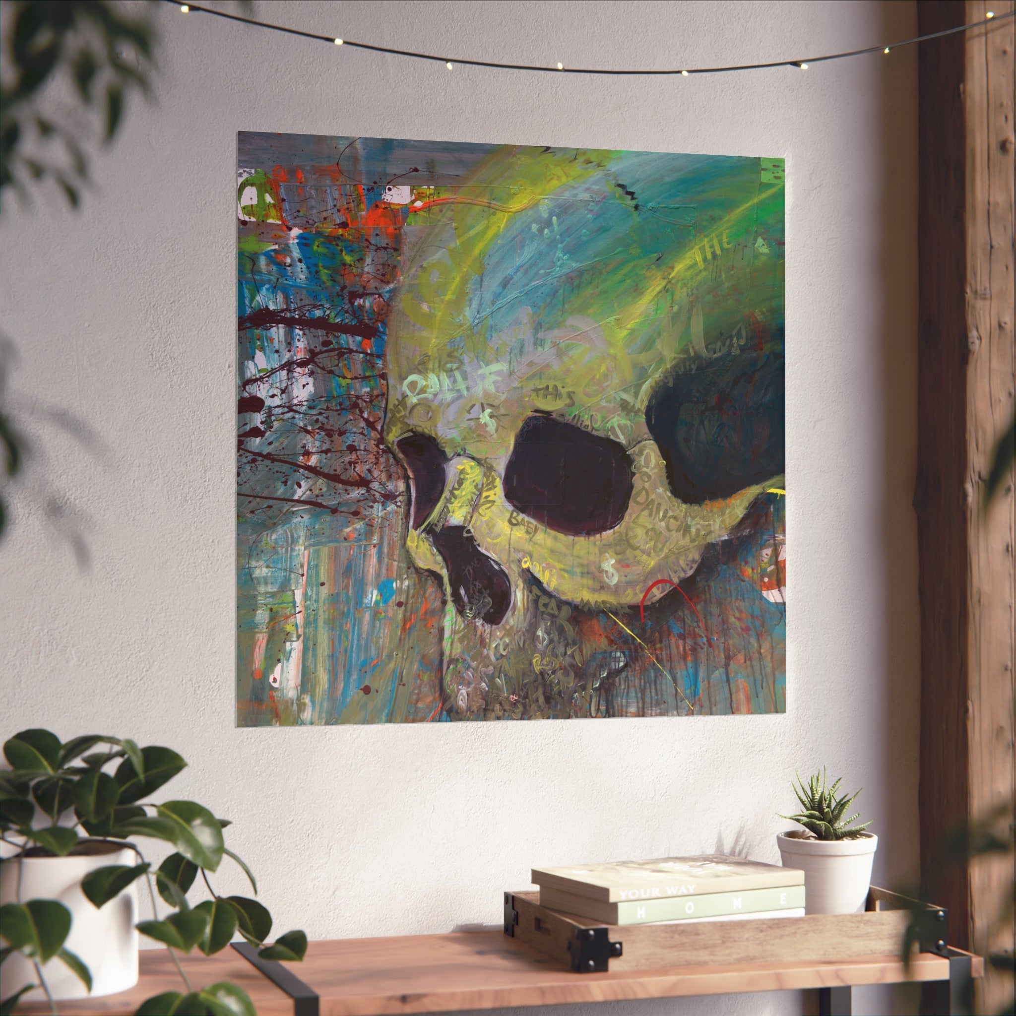 Skull Abstract Fine Art Poster — Colorful Graffiti Skull Wall Art
