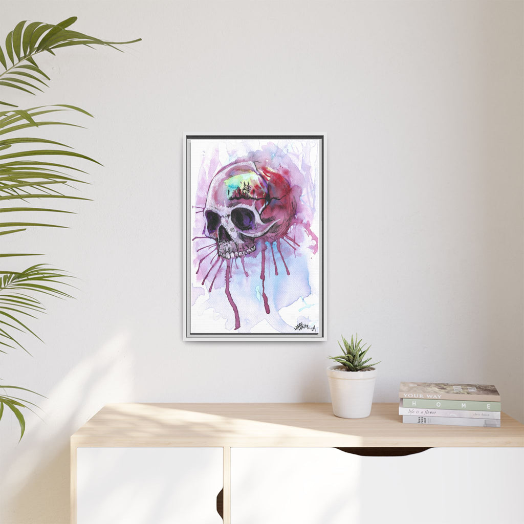Sweet Home Watercolor Skull Canvas Print — Matte Framed Wall Art