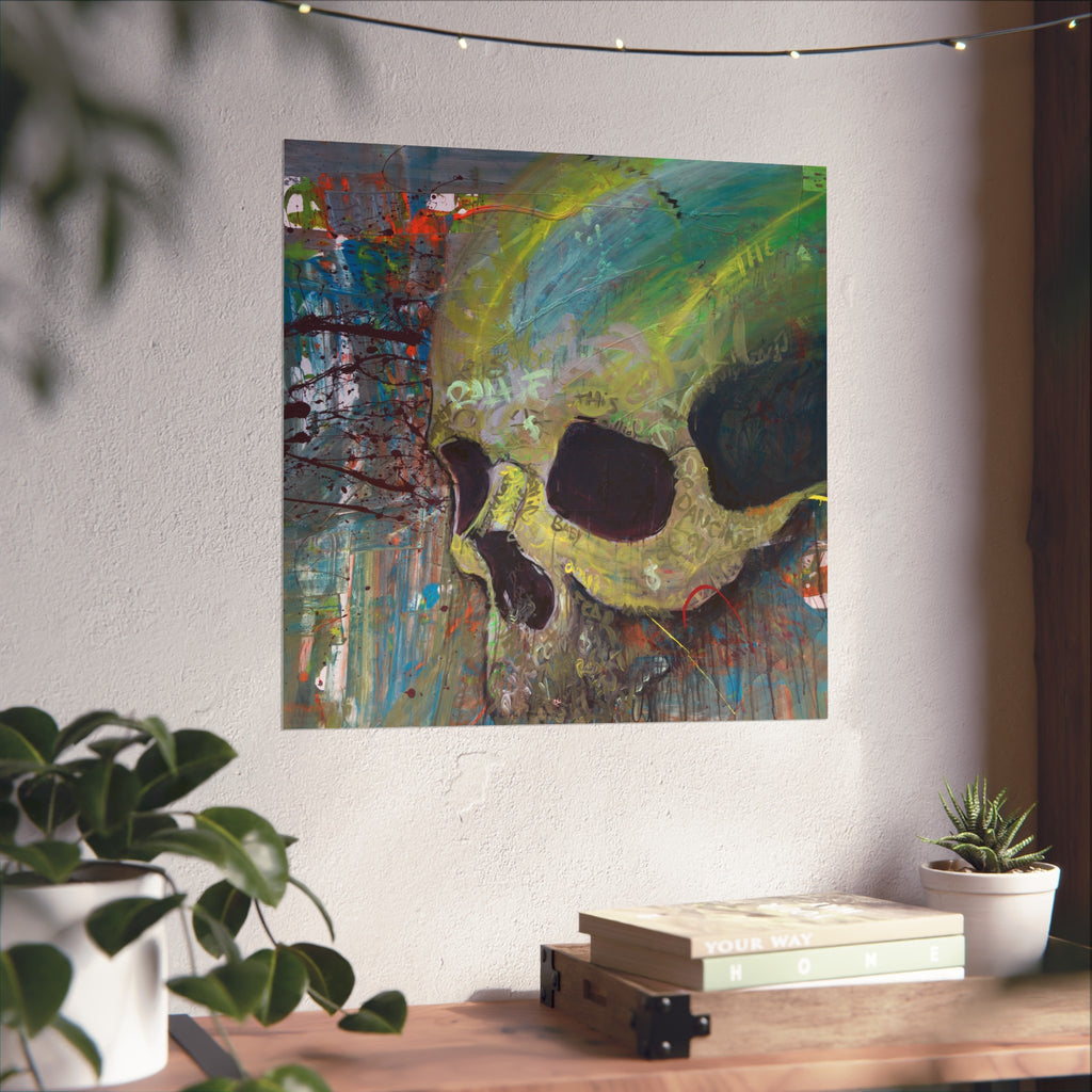 Skull Abstract Fine Art Poster — Colorful Graffiti Skull Wall Art