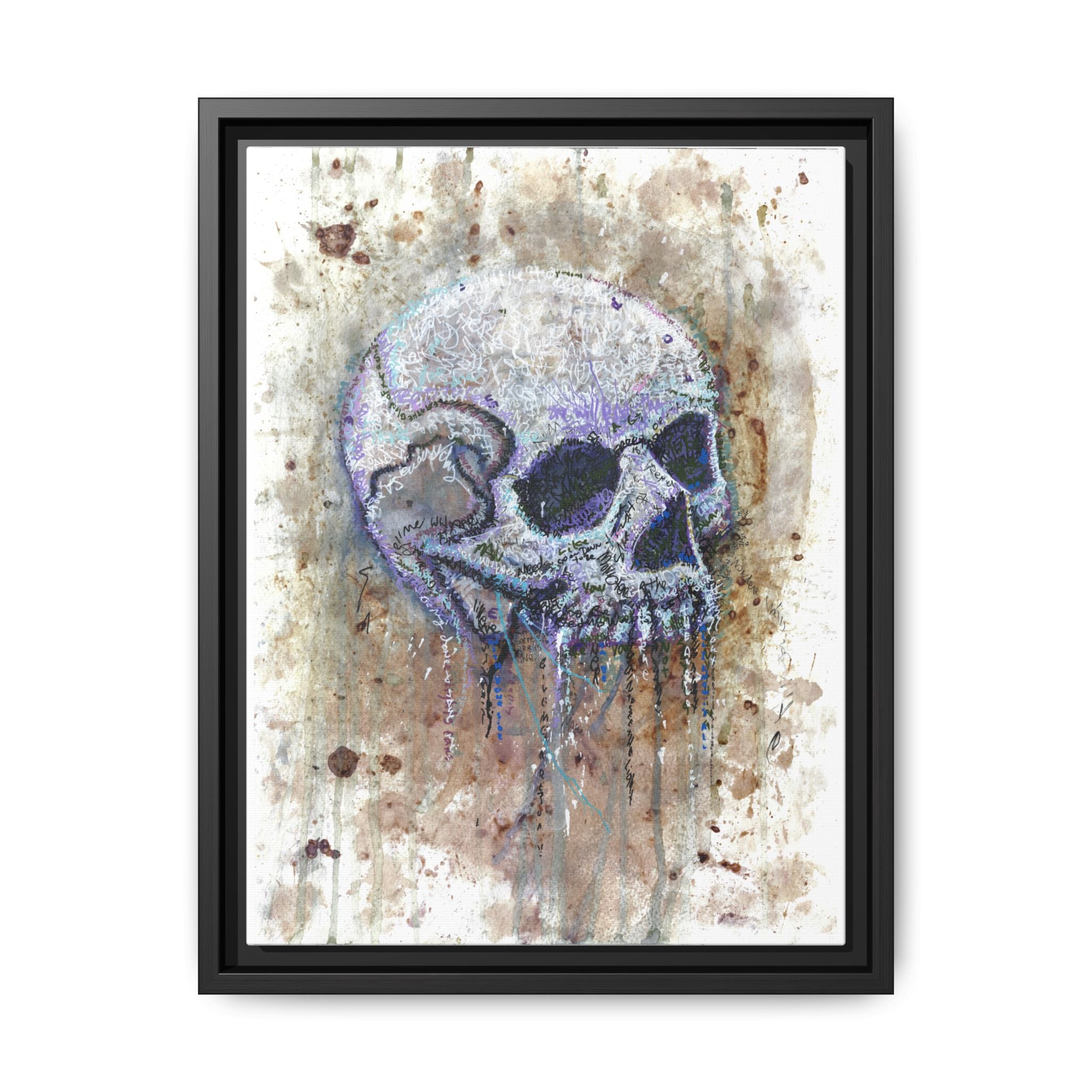 "Albums" Skull Art by Larry White  Framed Matte Canvas —