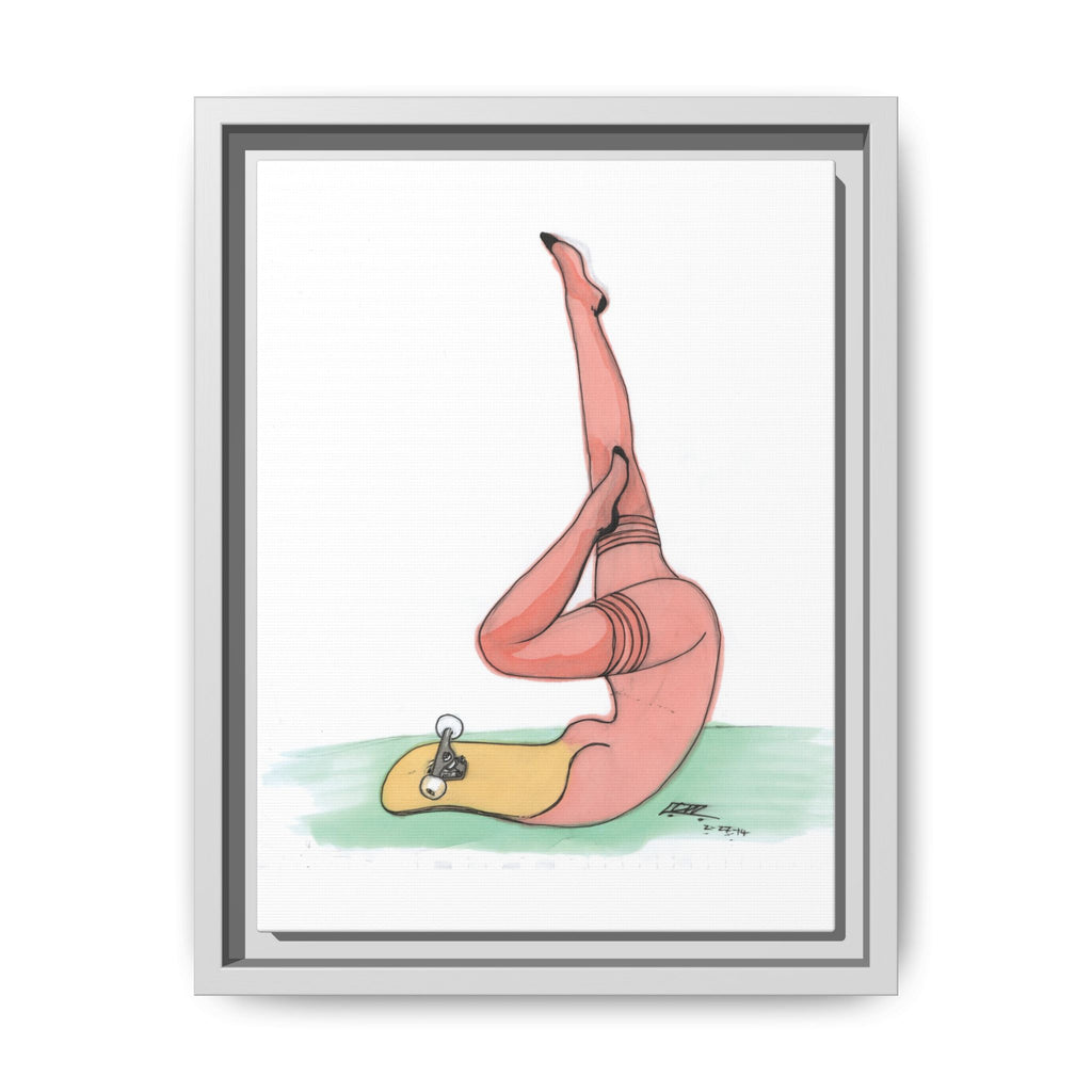 Skateboard Pin-Up Matte Canvas Print — By Larry White