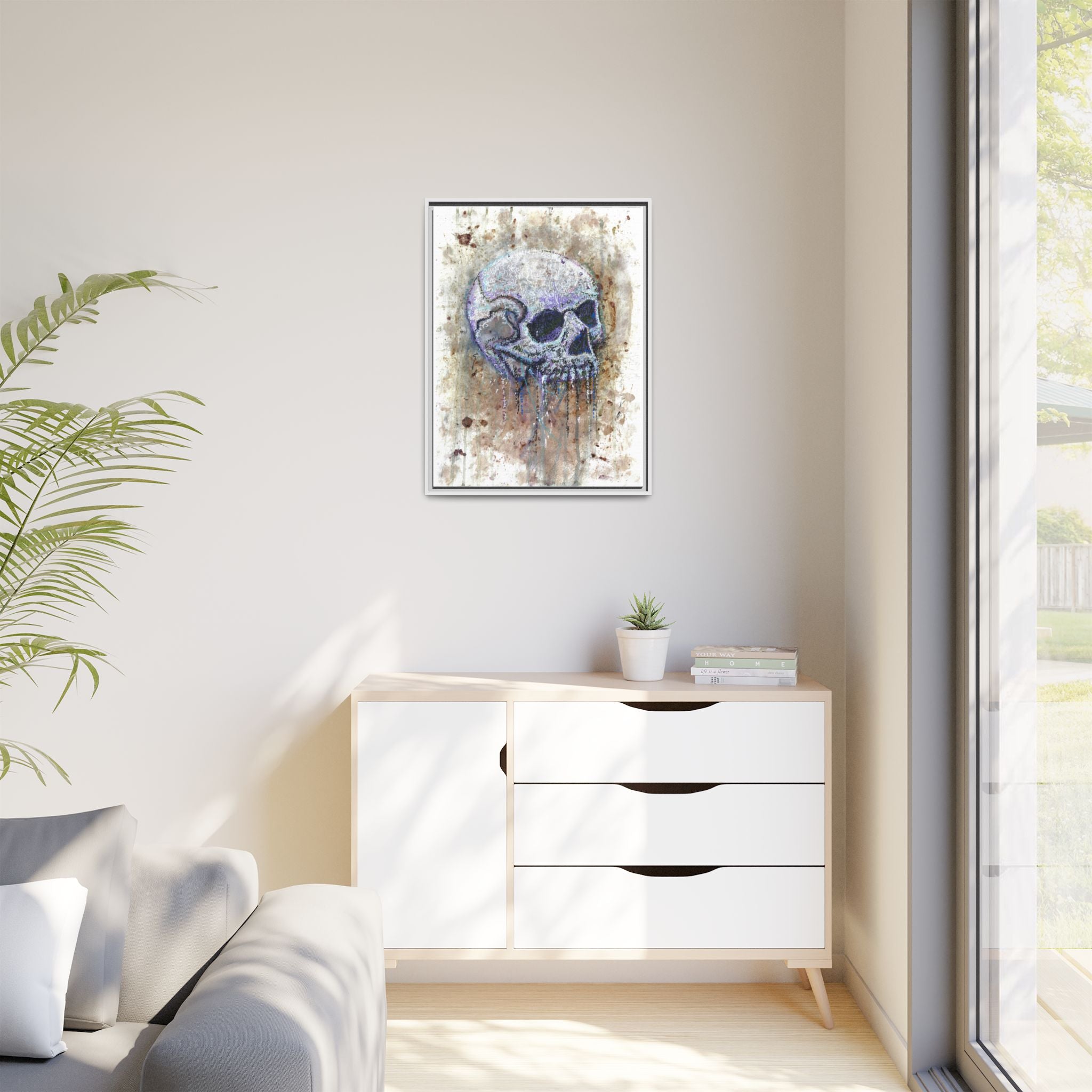 "Albums" Skull Art by Larry White  Framed Matte Canvas —