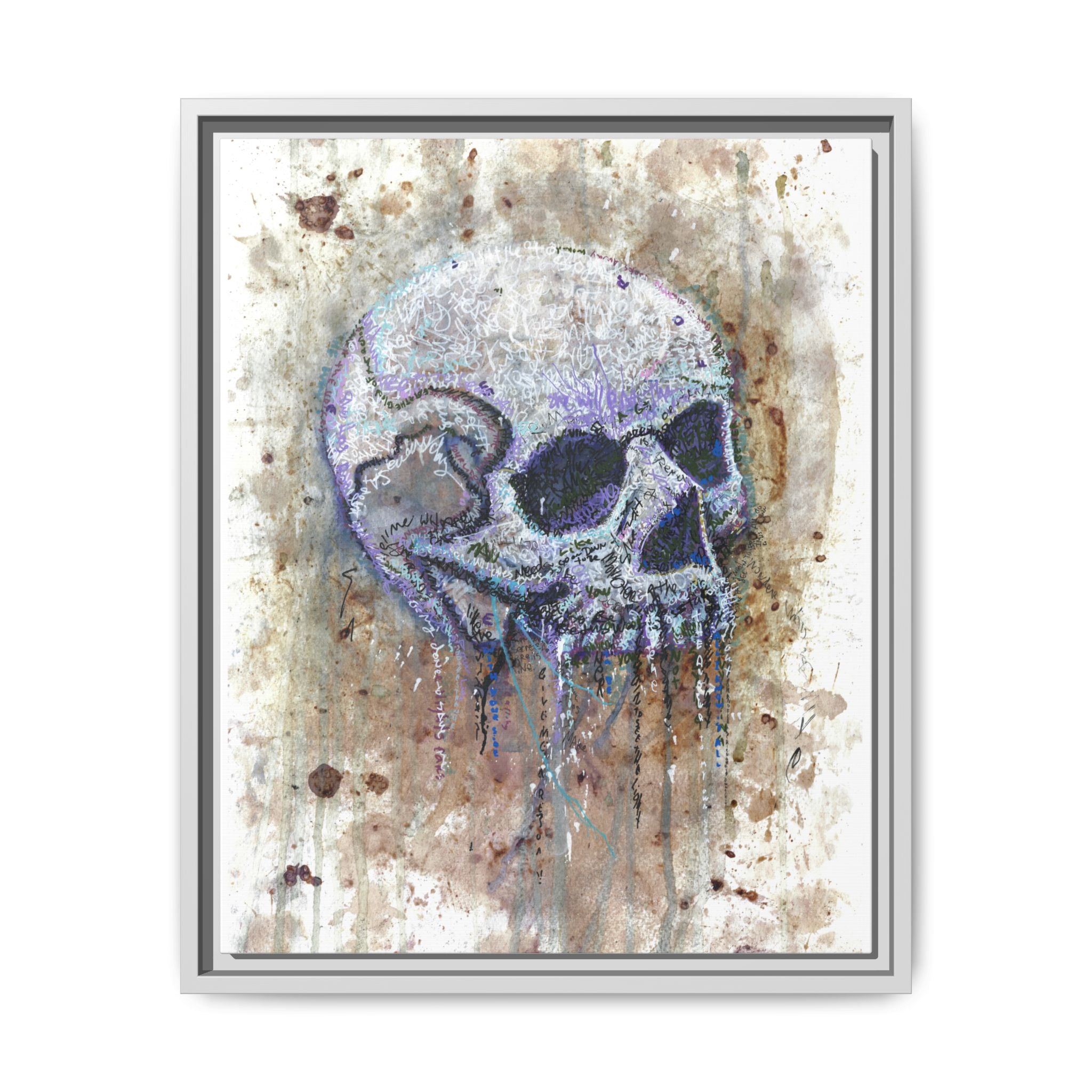 "Albums" Skull Art by Larry White  Framed Matte Canvas —