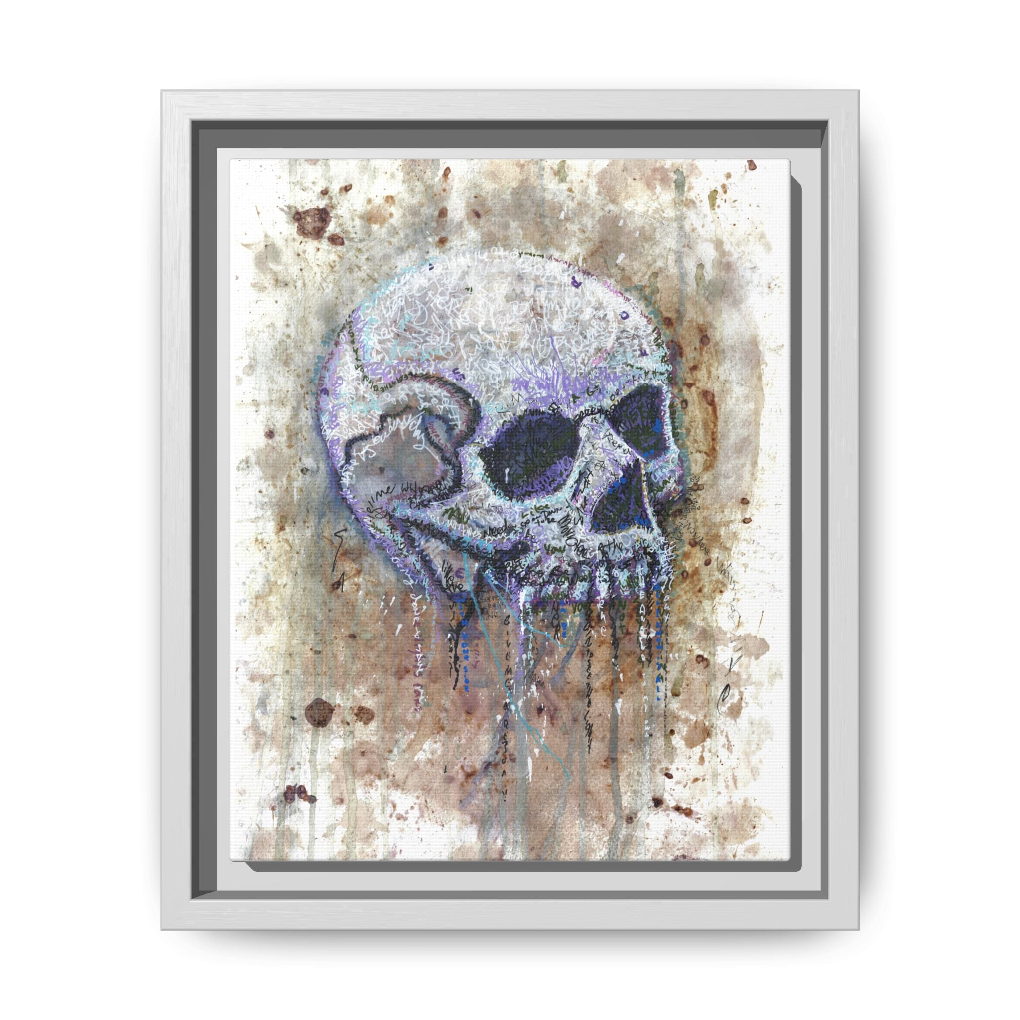"Albums" Skull Art by Larry White  Framed Matte Canvas —
