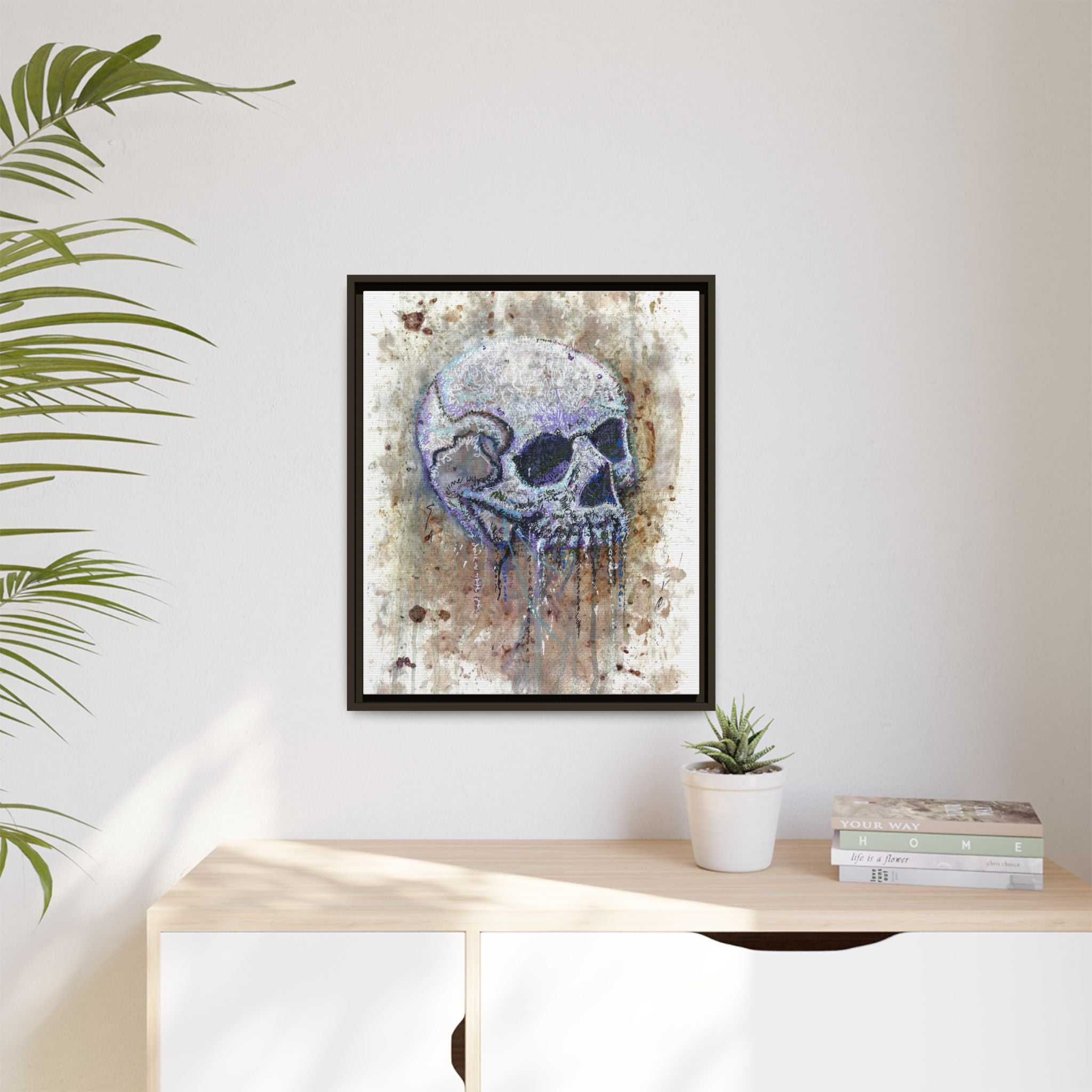 "Albums" Skull Art by Larry White  Framed Matte Canvas —