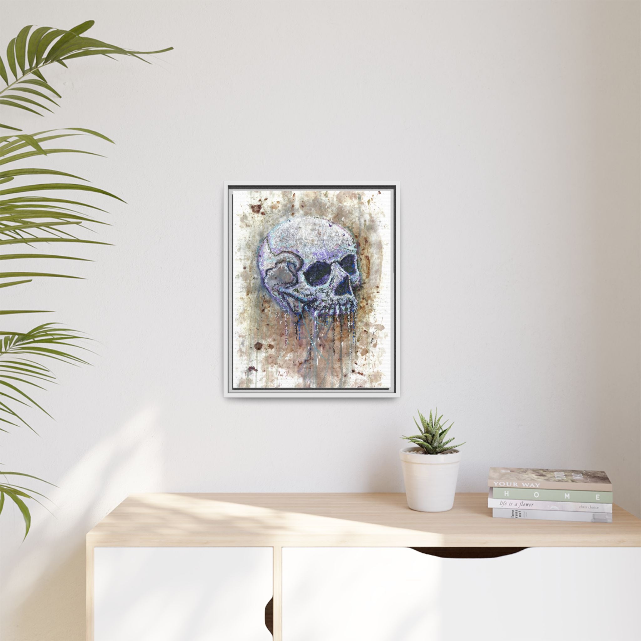 "Albums" Skull Art by Larry White  Framed Matte Canvas —
