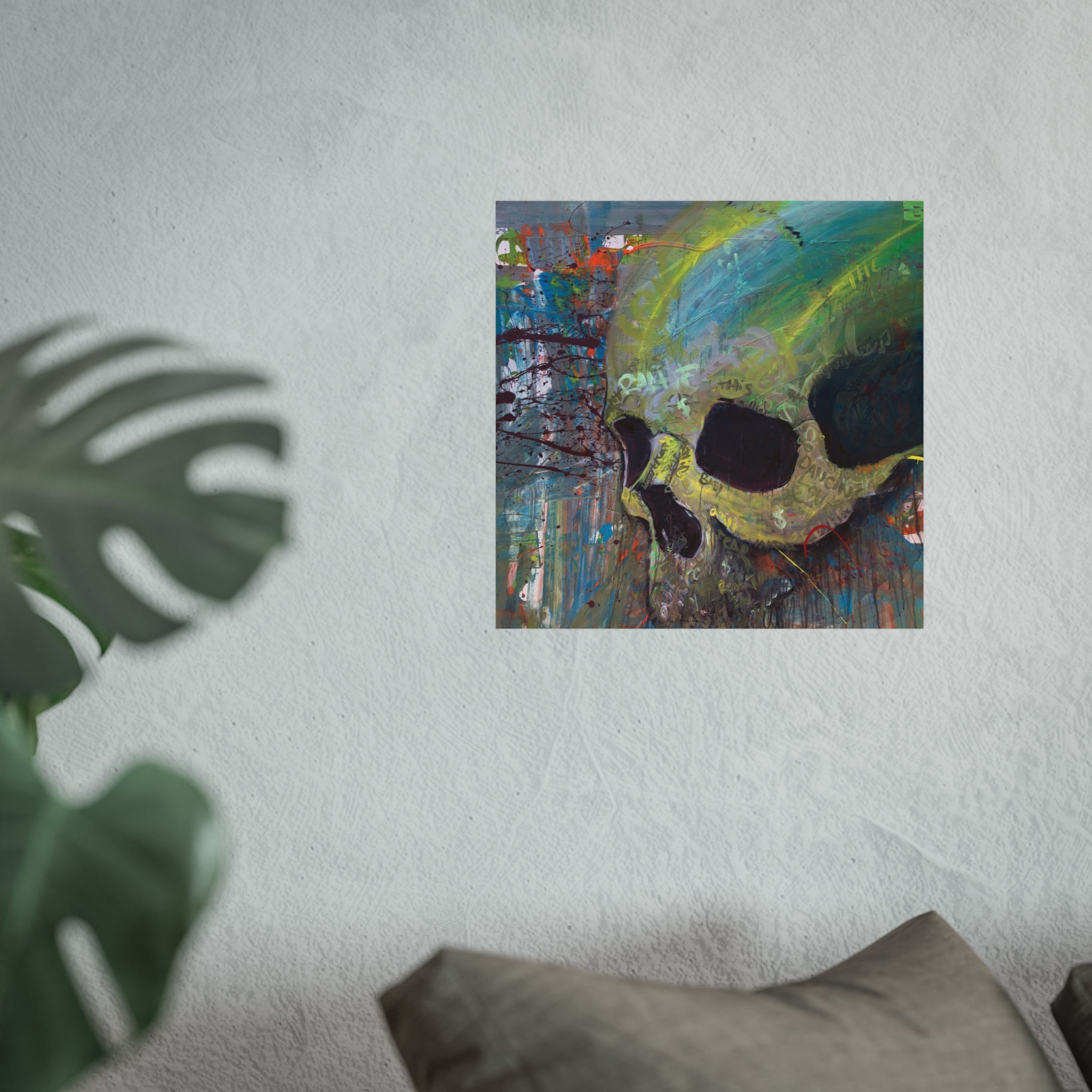 Skull Abstract Fine Art Poster — Colorful Graffiti Skull Wall Art