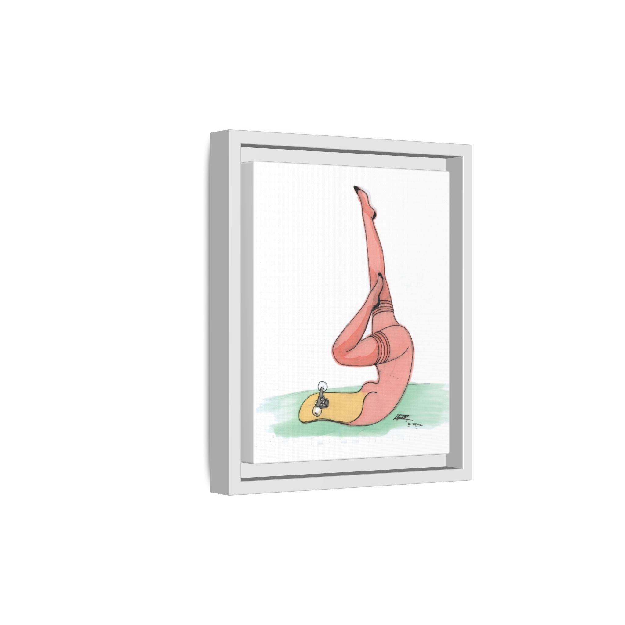 Skateboard Pin-Up Matte Canvas Print — By Larry White