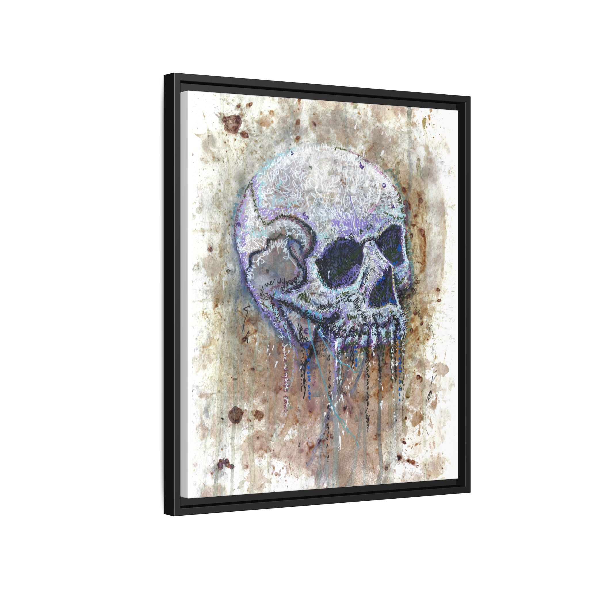"Albums" Skull Art by Larry White  Framed Matte Canvas —
