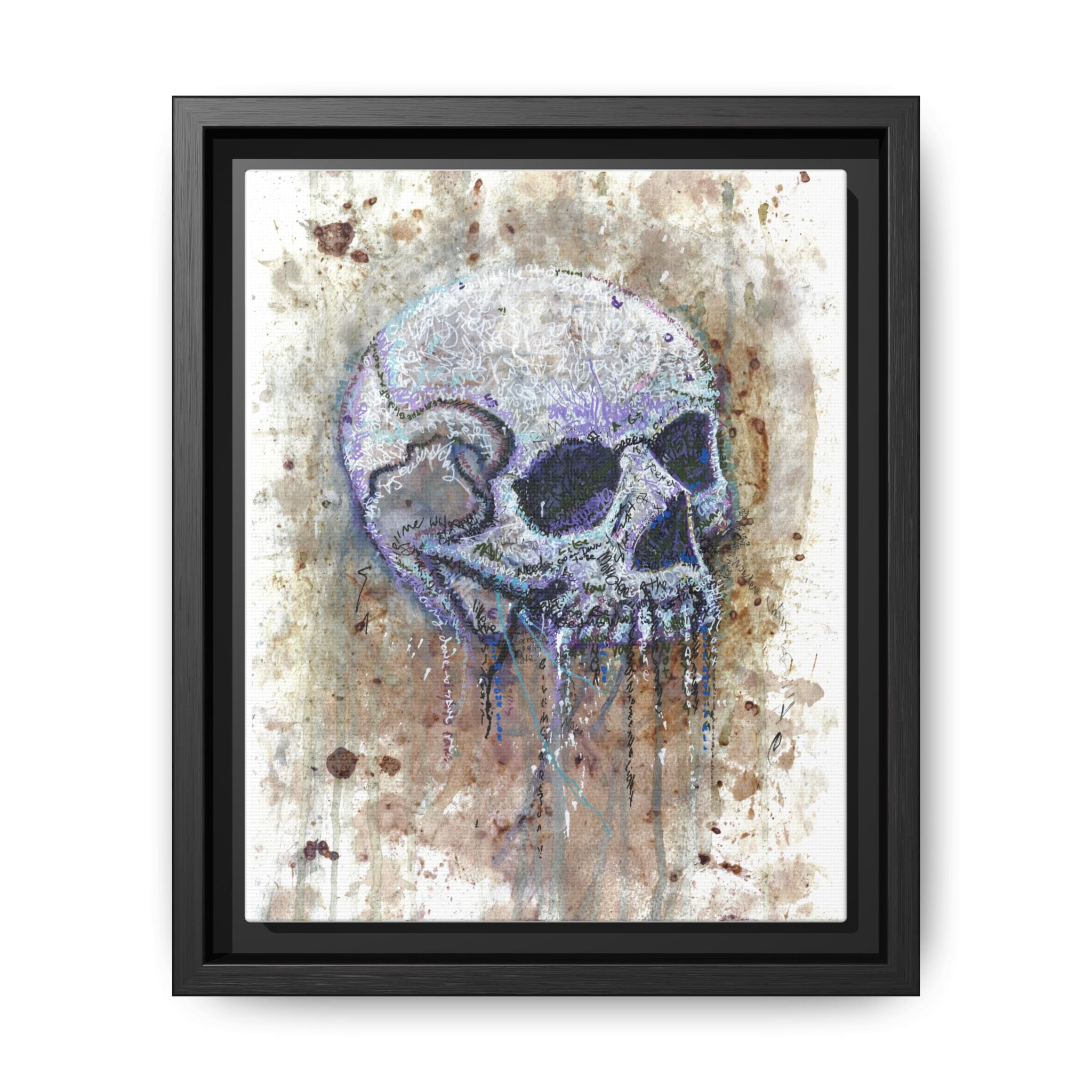 "Albums" Skull Art by Larry White  Framed Matte Canvas —