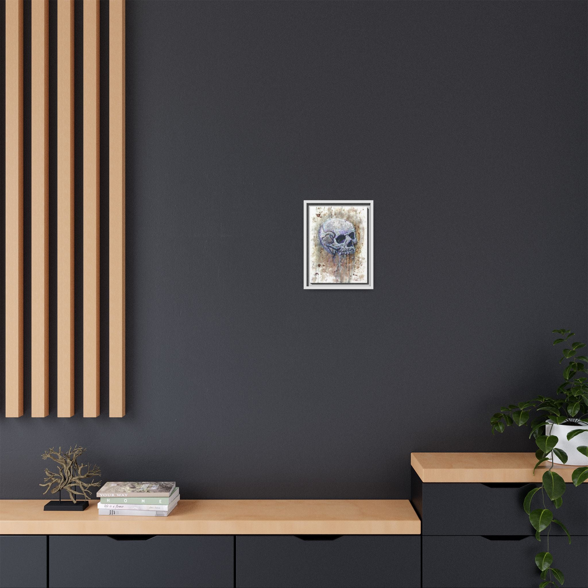 "Albums" Skull Art by Larry White  Framed Matte Canvas —