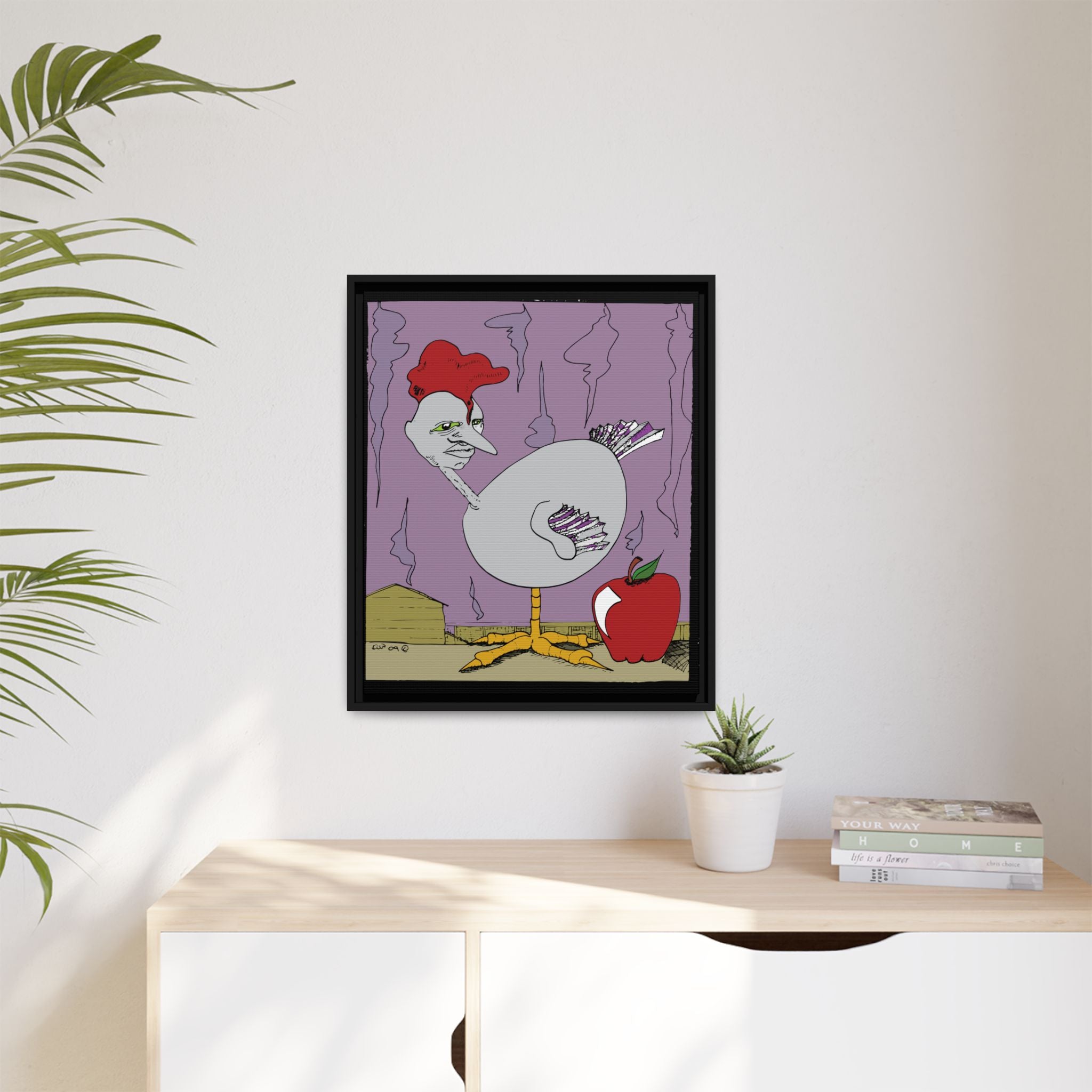 "Ass apple" Framed Canvas Art by Larry White