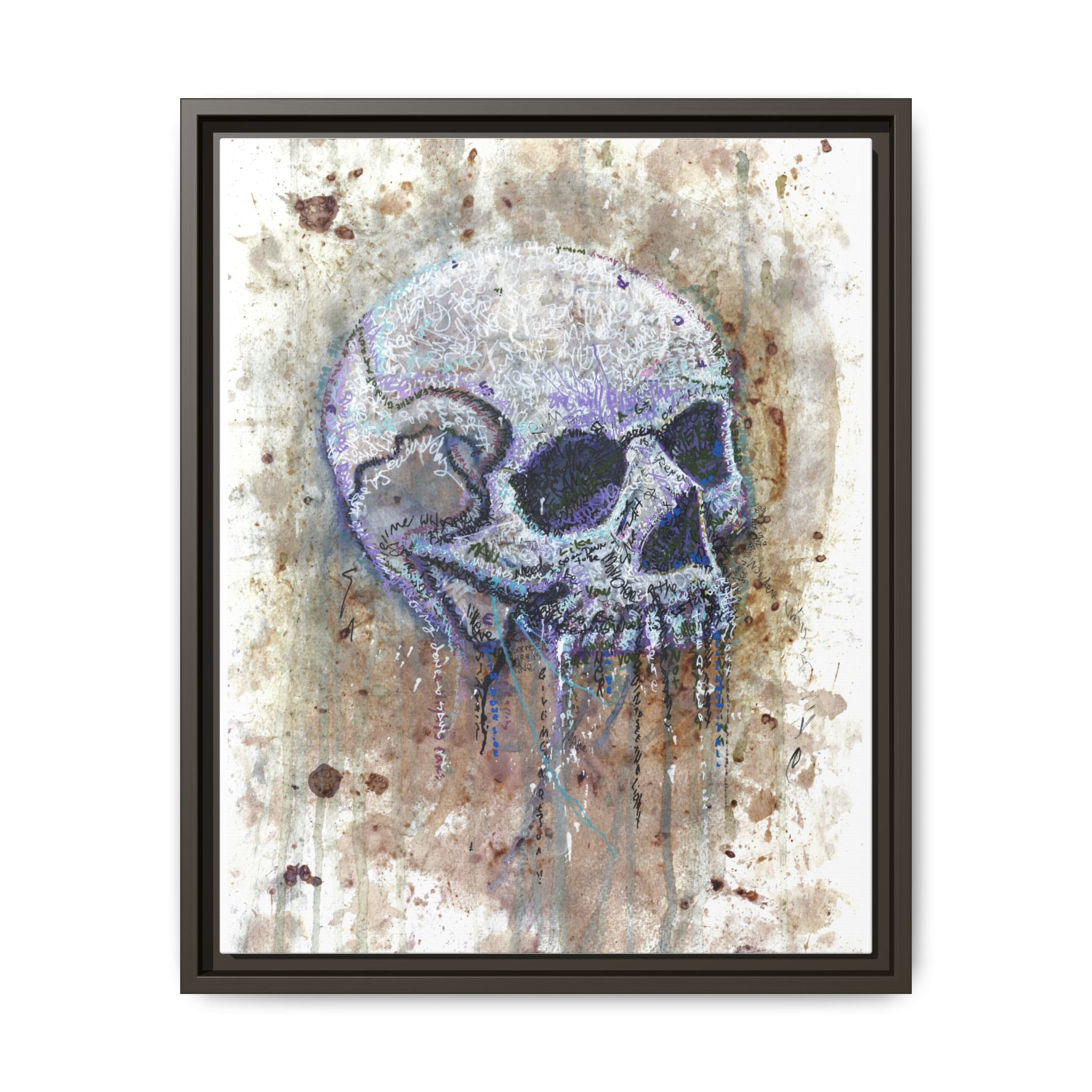 "Albums" Skull Art by Larry White  Framed Matte Canvas —
