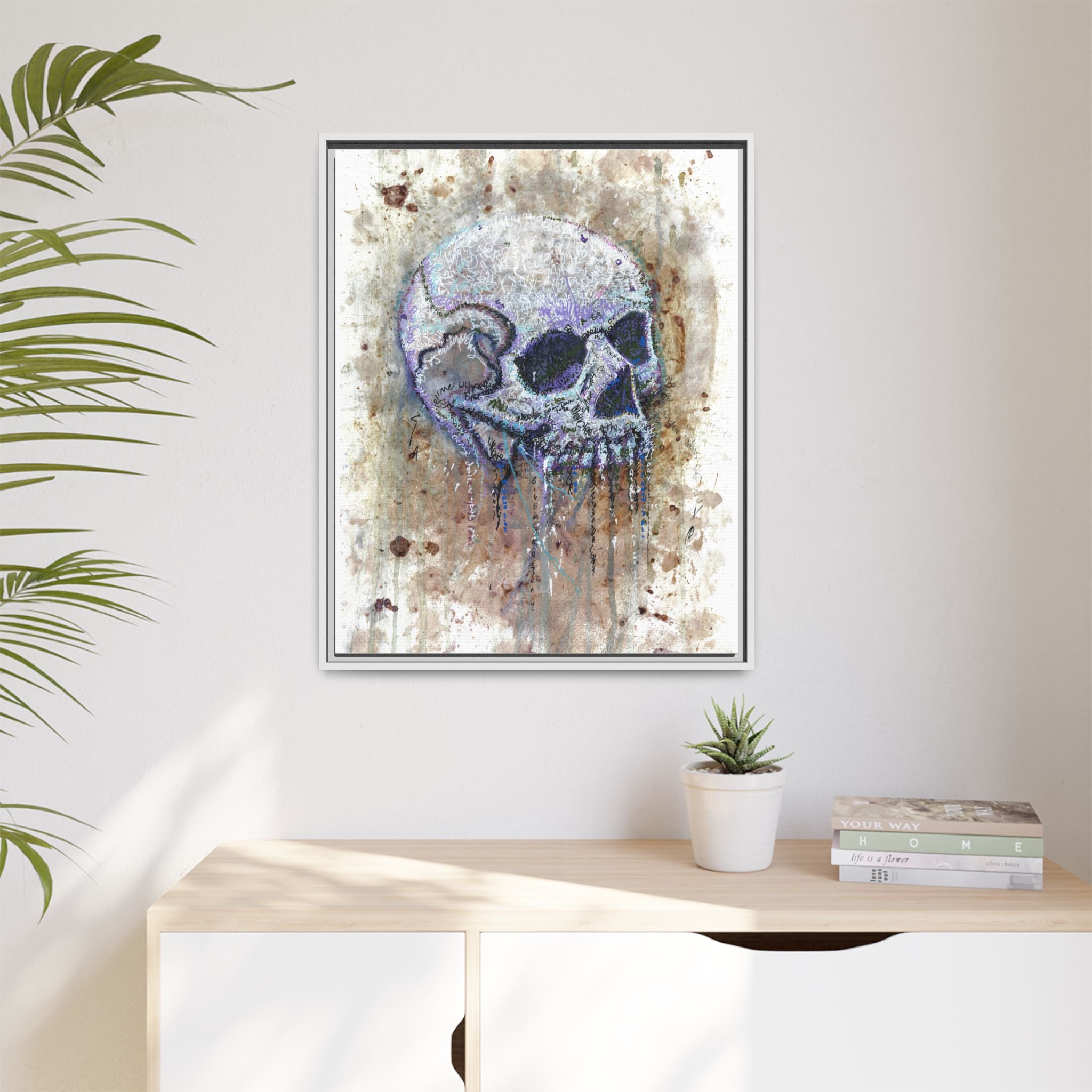 "Albums" Skull Art by Larry White  Framed Matte Canvas —