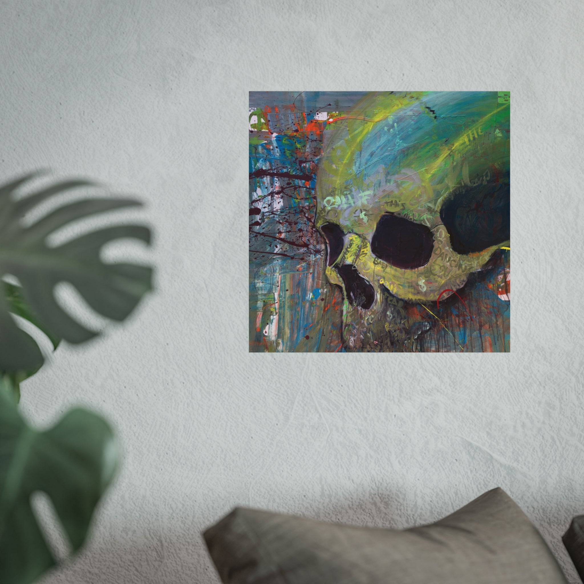 Skull Abstract Fine Art Poster — Colorful Graffiti Skull Wall Art