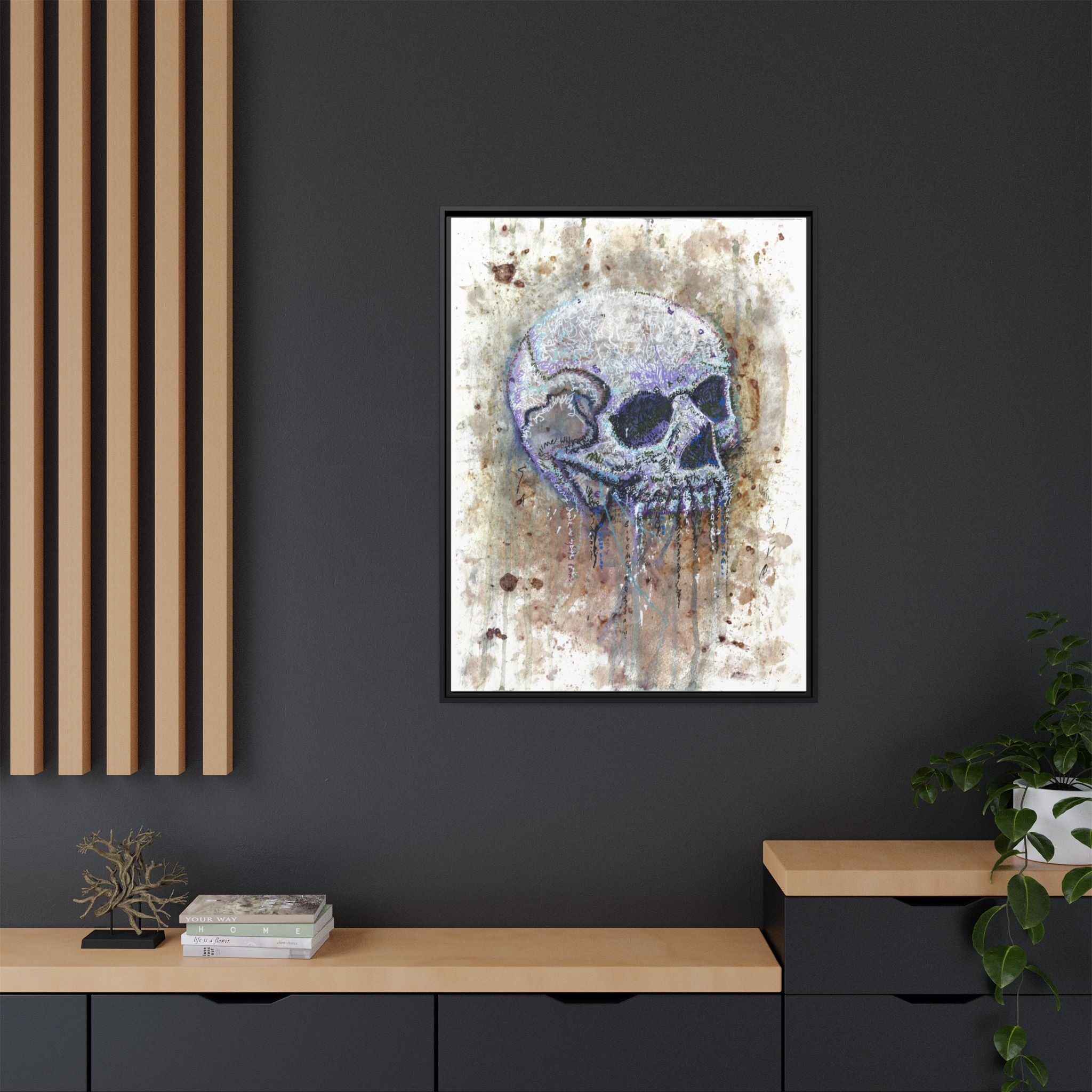 "Albums" Skull Art by Larry White  Framed Matte Canvas —