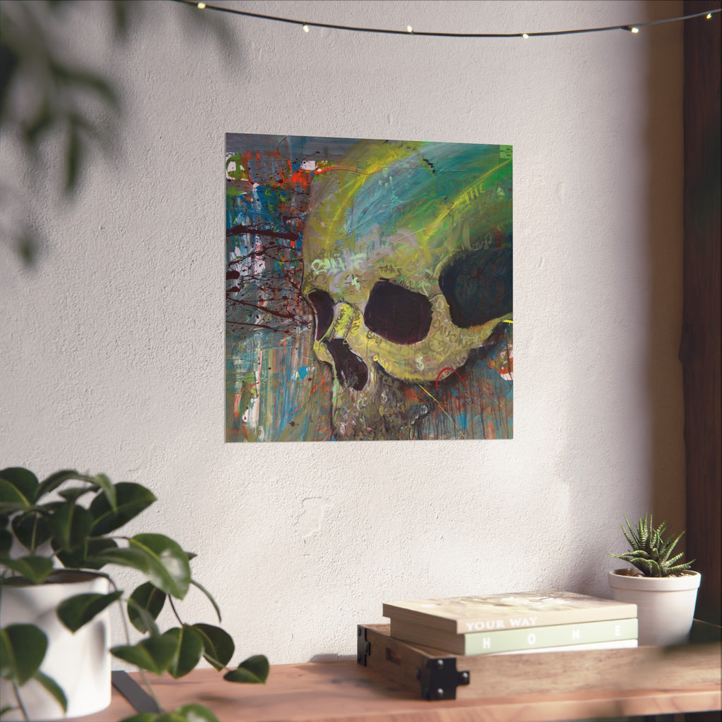 Skull Abstract Fine Art Poster — Colorful Graffiti Skull Wall Art
