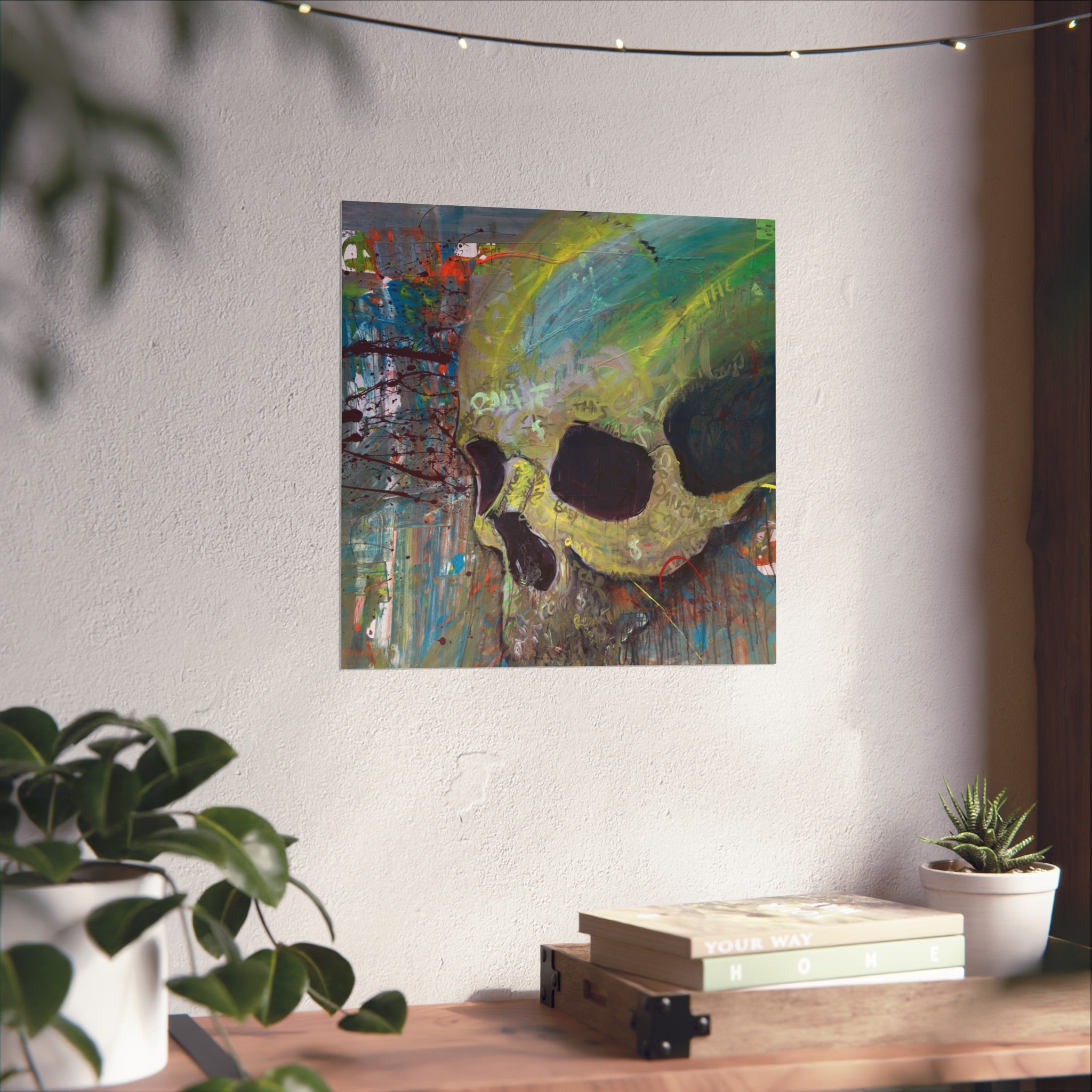 Skull Abstract Fine Art Poster — Colorful Graffiti Skull Wall Art
