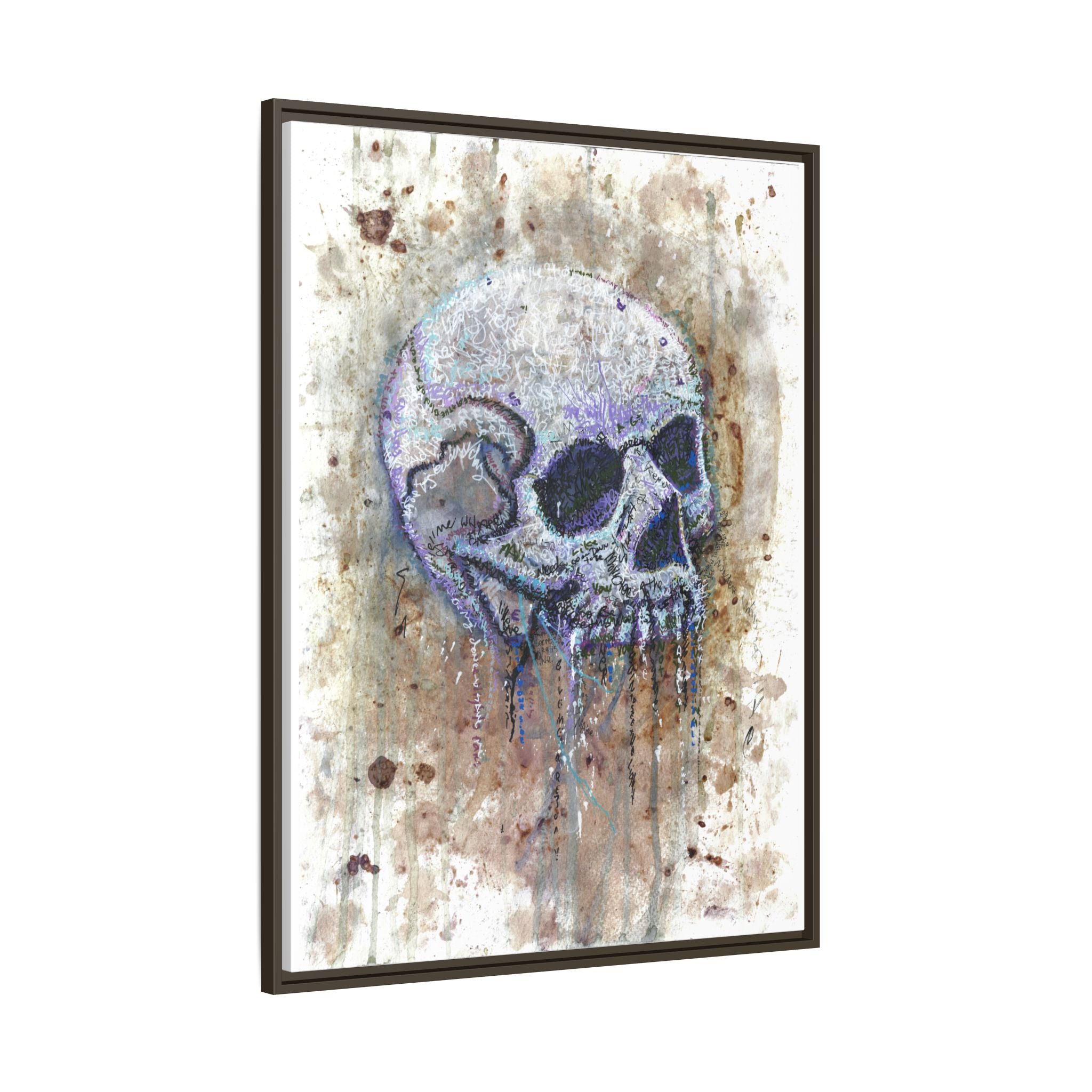 "Albums" Skull Art by Larry White  Framed Matte Canvas —
